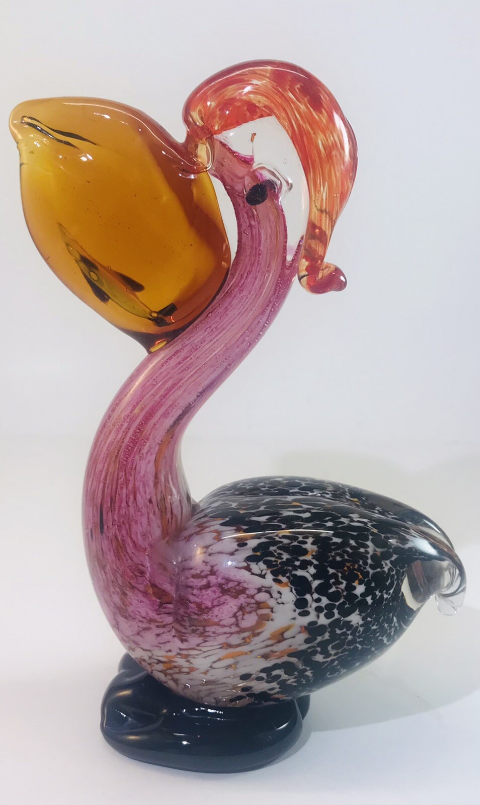 Pelican Bird with Fish in Mouth Beak Sculpture Figurine Multicolor