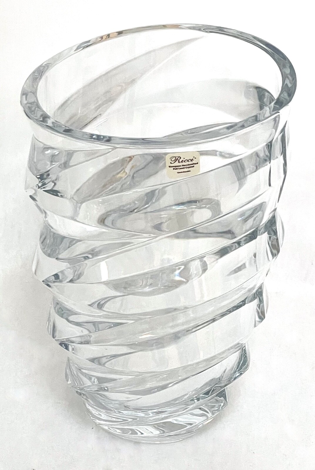 Ricci “Arianna” Spiral Crystal Vase 12″ – NEW! – 24% Lead Crystal From Czech