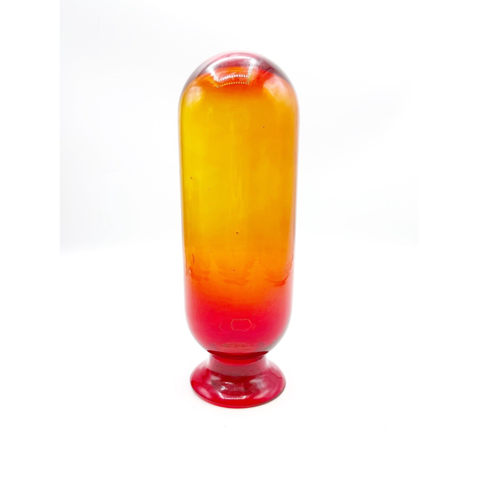 Dansk Japan Apothecary Torpedo Bottle Cork Blown Glass Red Ombré Canister amber