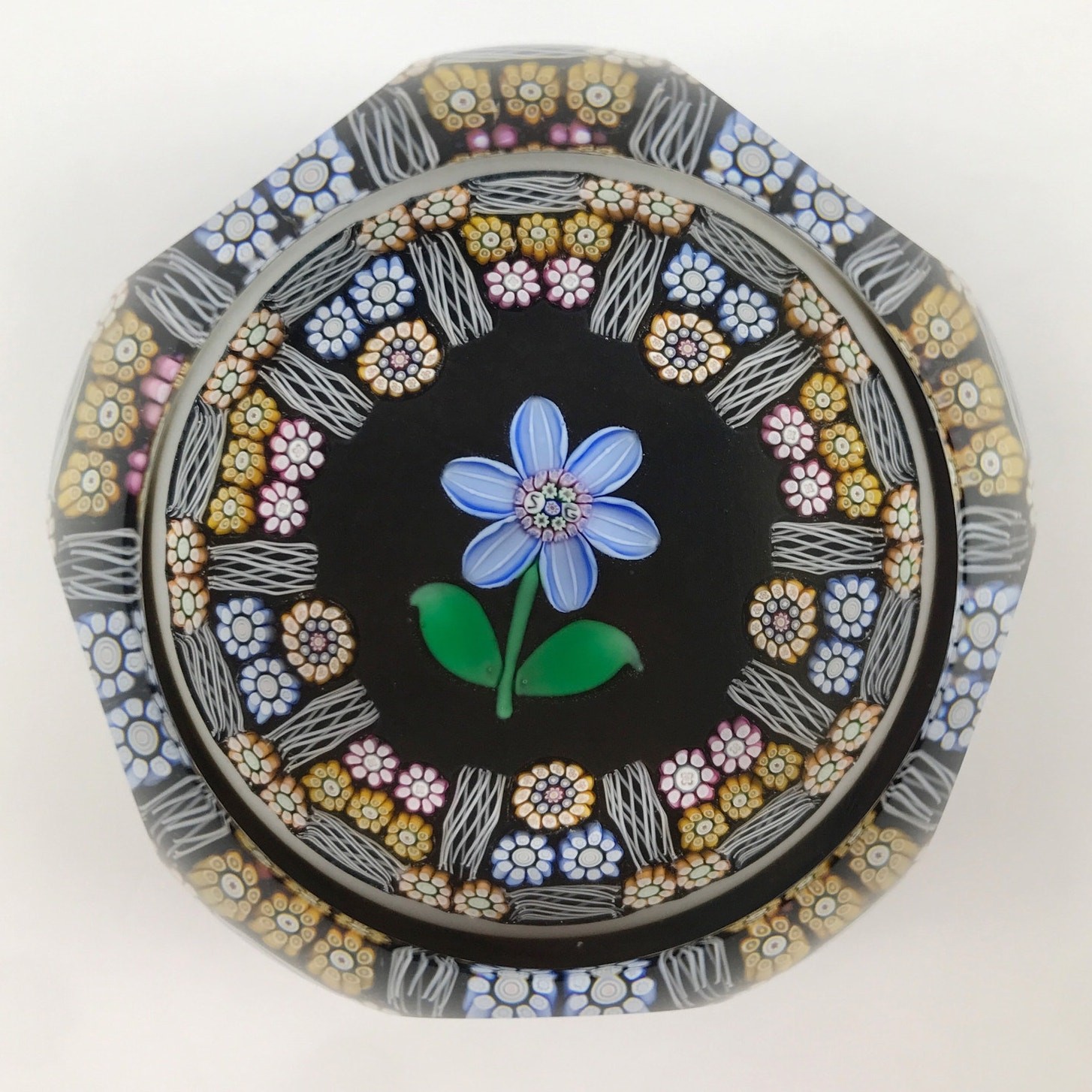 Perthshire Stone Gallery Special Edition Blue Flower Millefiori S G Paperweight