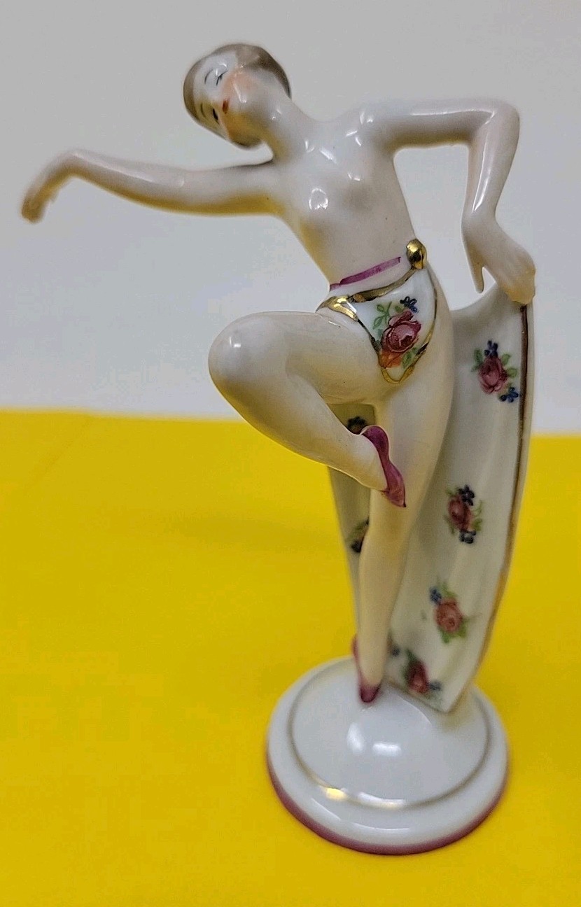 Vintage Antique Jaeger & Co RARE Ballet Dancer Porcelain Figure Rose Germany
