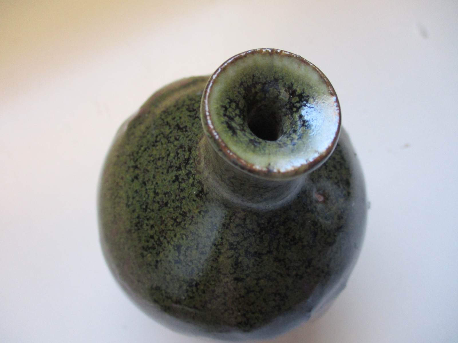 1970s Studio Art Pottery Vase Brutalist Style Avocado Sculptural Artisan Signed