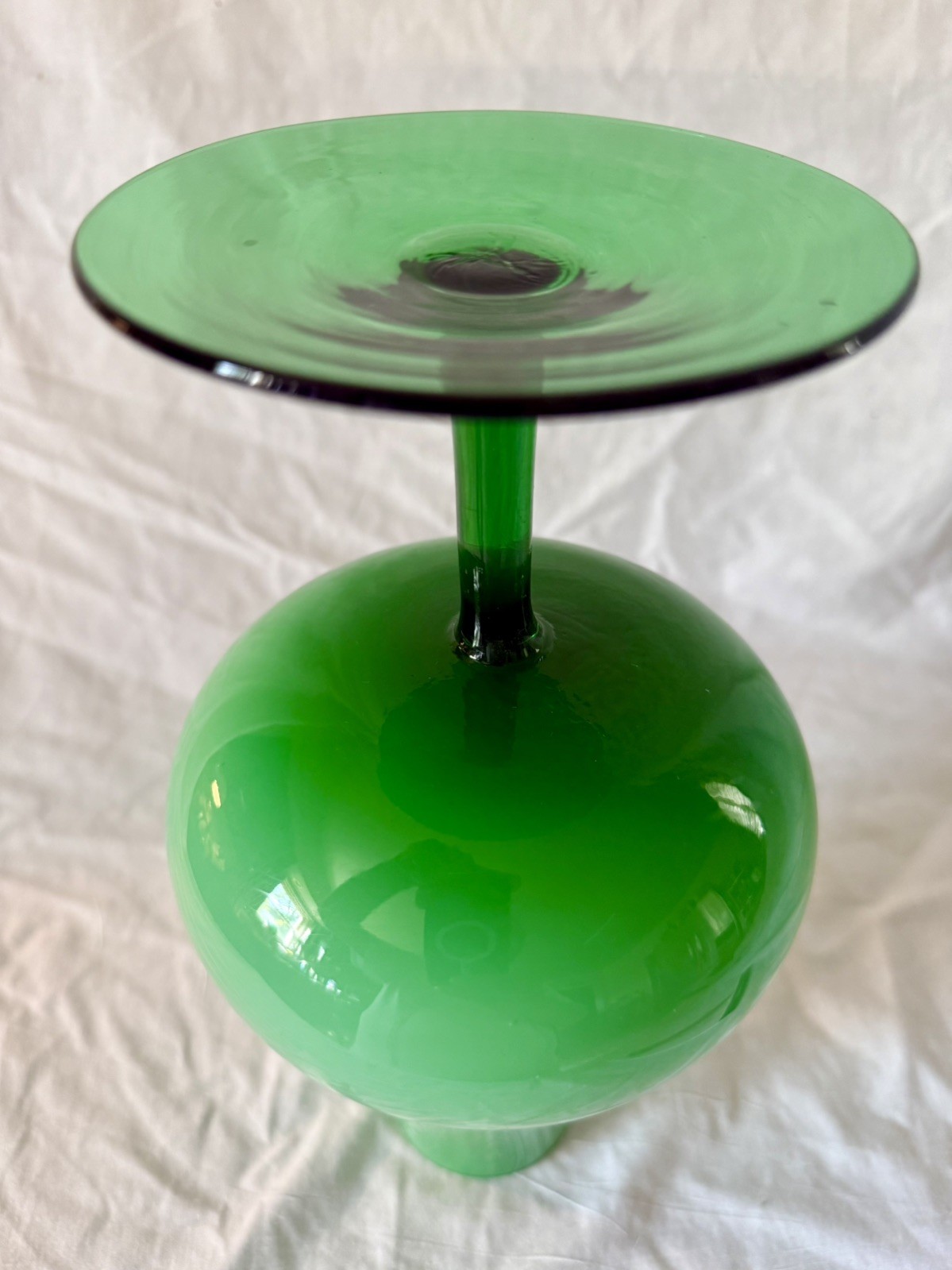 Mid Century Empoli Mint Green Cased Glass Decanter Snifter Vase ITALY! Hand Made