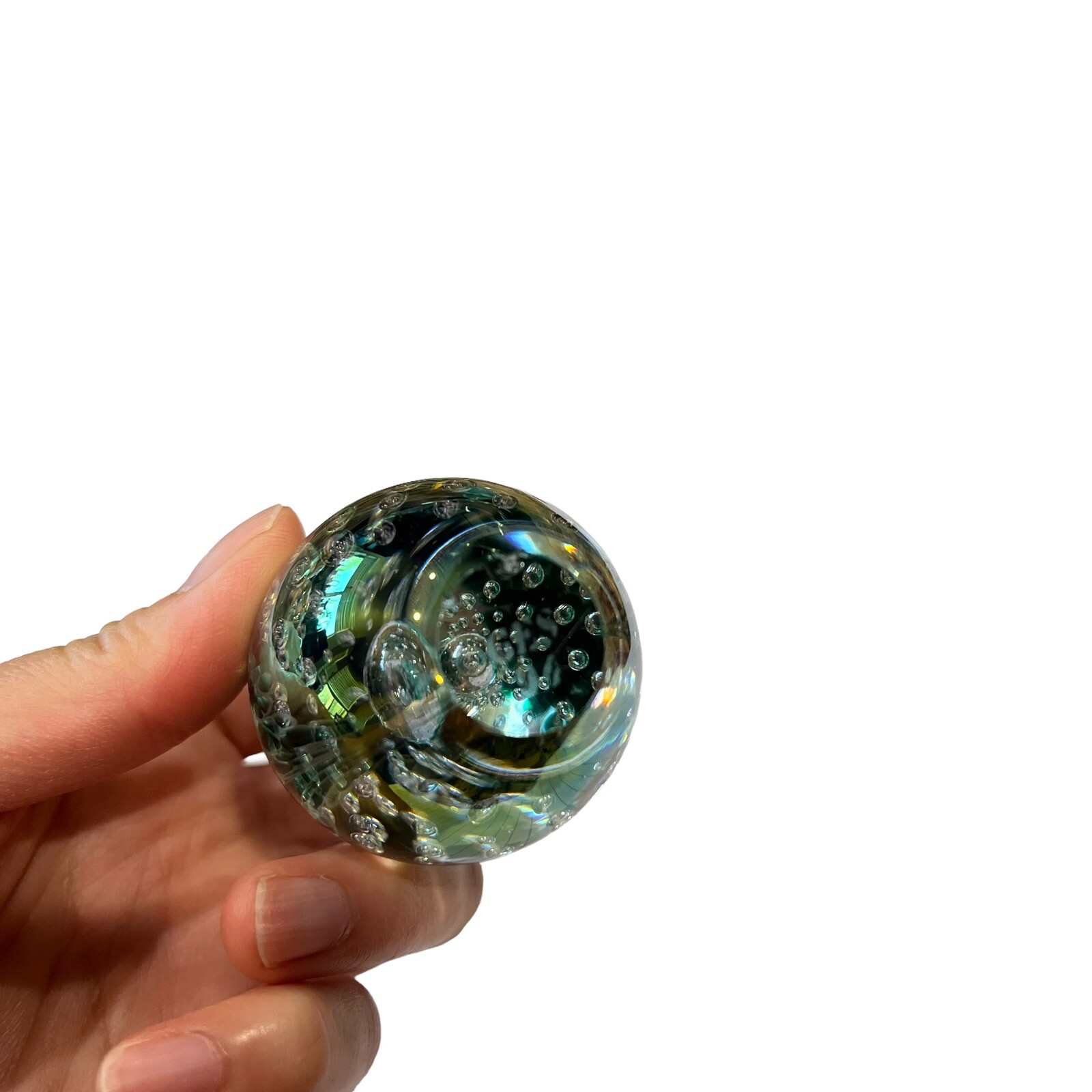 Vintage GES 94 Glass Eye Studio Signed Egg Shape Swirl Glass Art Paperweight