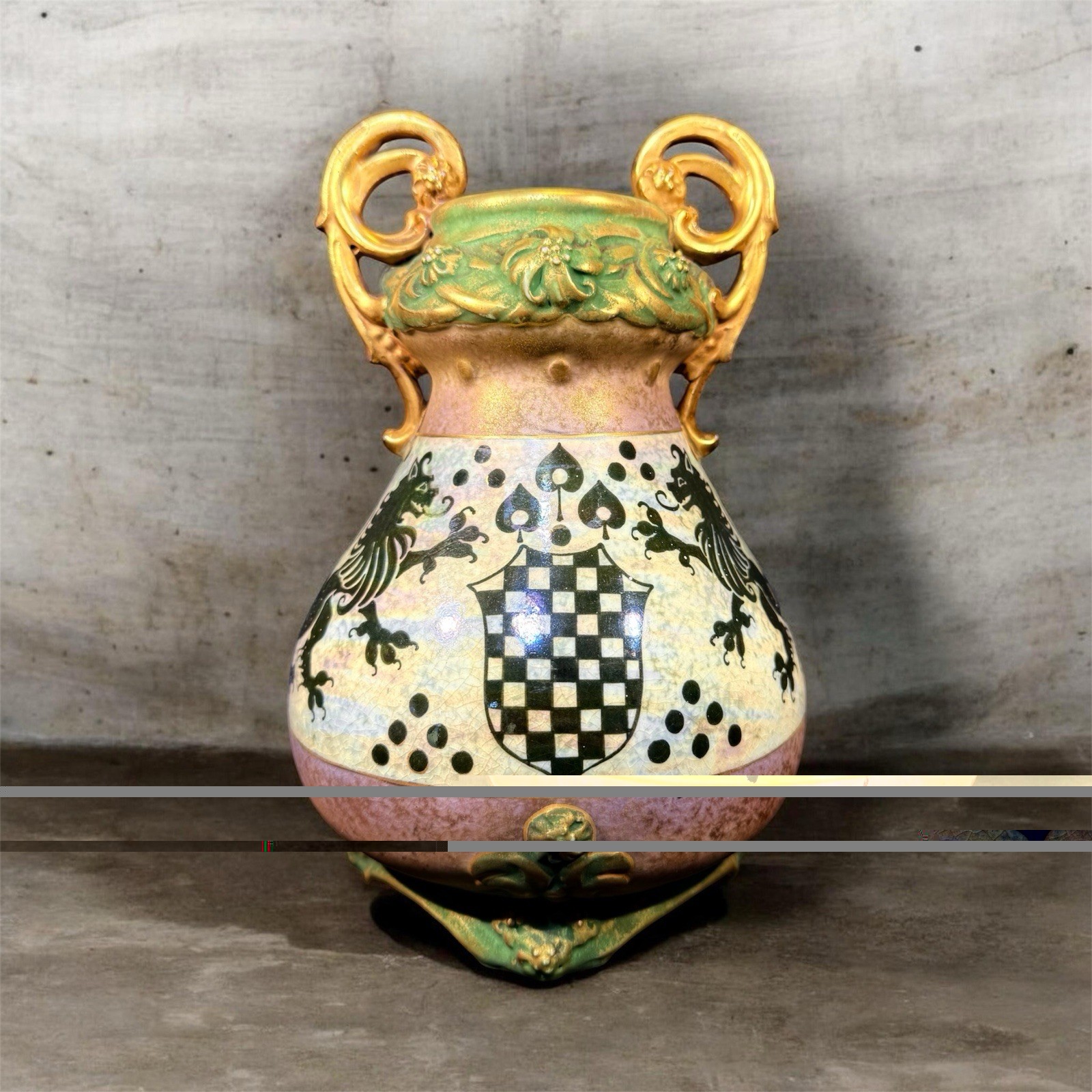 Amphora Vase with Heraldic Shield’ by Riessner, Stellmacher & Kessel
