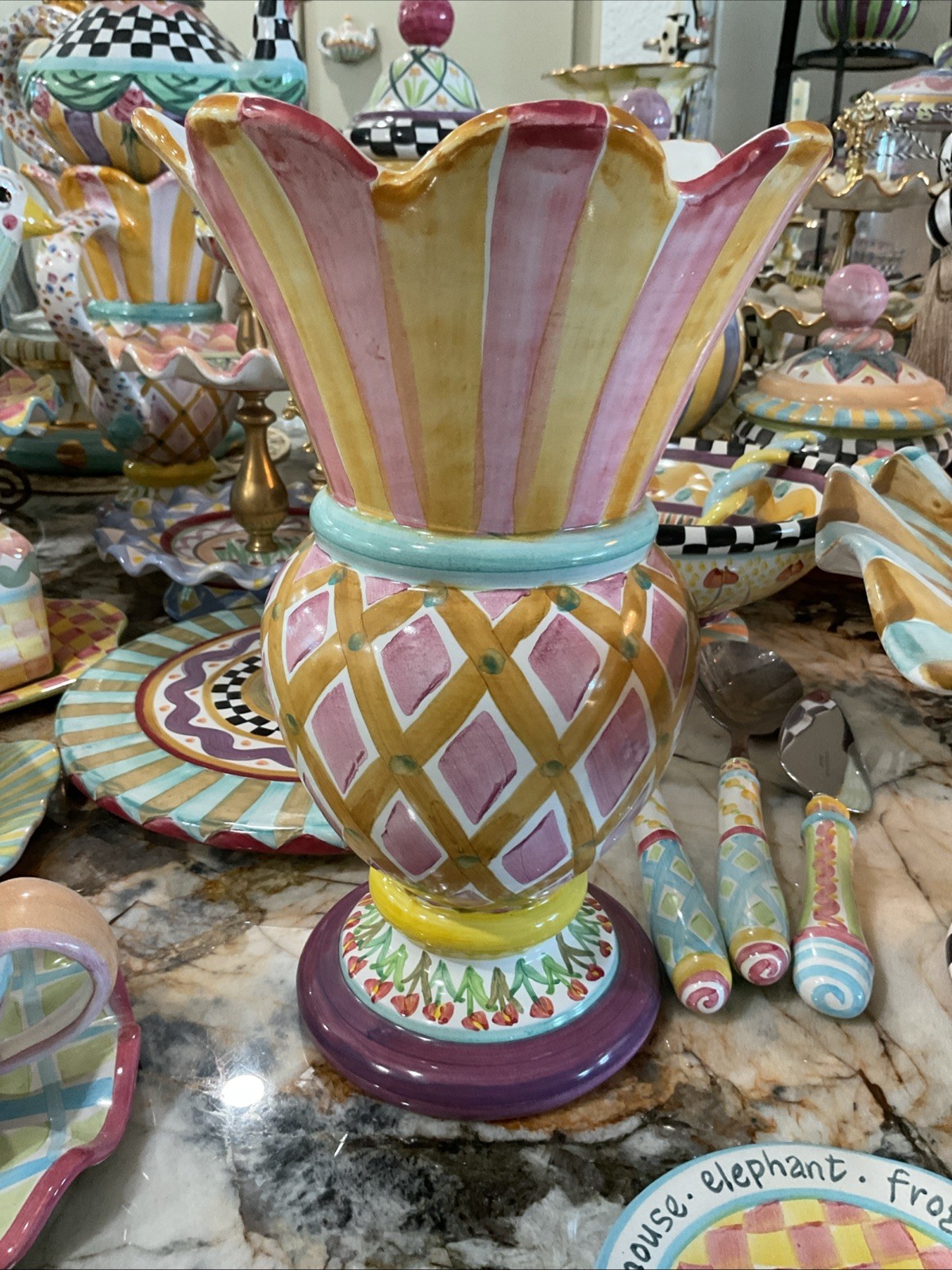 MacKenzie-Childs Taylor Odd Fellows Ceramic Great Vase