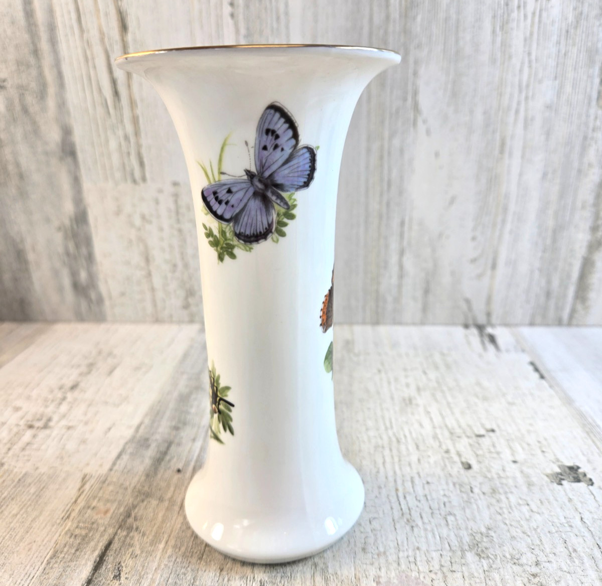 Royal Worcester Butterflies Vase Bone China Made In England 1982