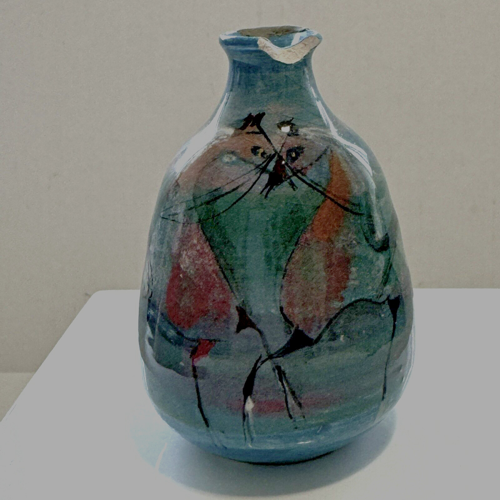 Polia Pillin Art Pottery with Three Horses Weed Vase 3.75″H – Signed