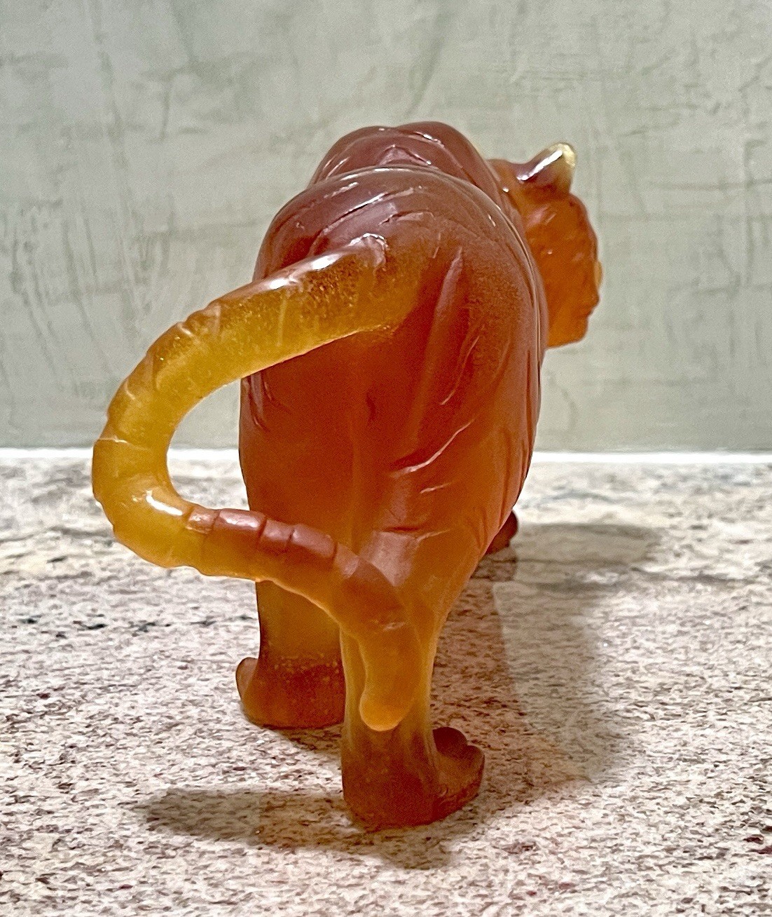 Daum Pate De Verre 10.5” Large Amber Tiger, Model Number: 05034, MSRP $3450.00