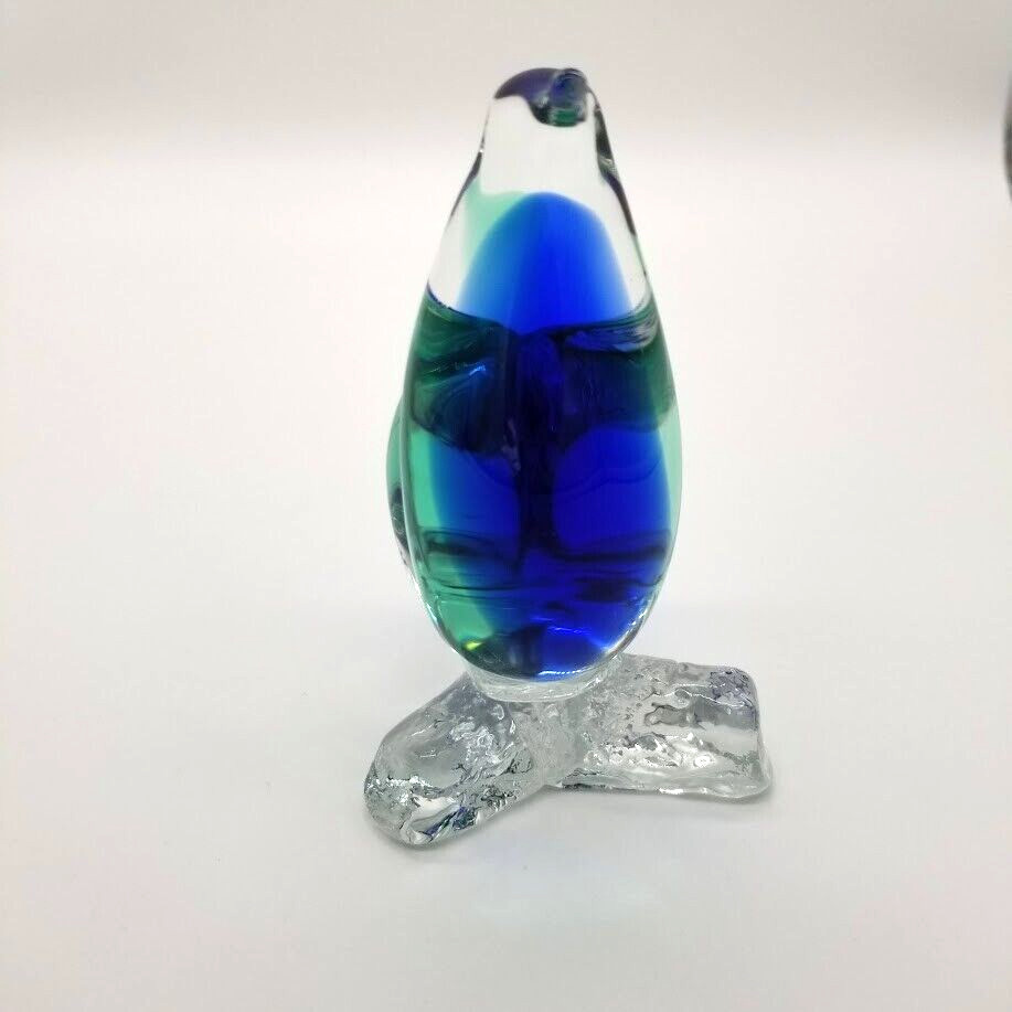 Murano Style Blown Glass Bird Statue Paperweight – Blue/Teal – Unbranded – 5″