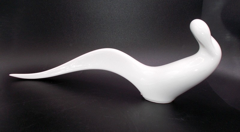 Vintage Royal Dux Jaroslav Jezek Porcelain Bird Figurine MCM Abstract White