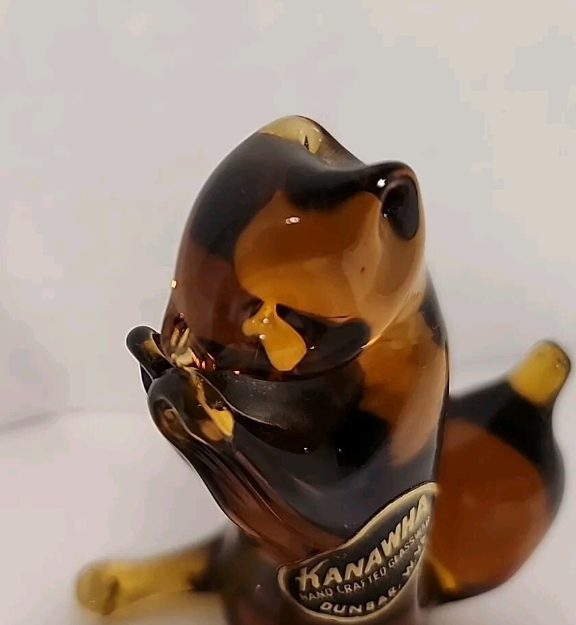 Vtg KANAWHA Glass Squirrel Amberina Standing Molded Paperweight Rare USA W. VA