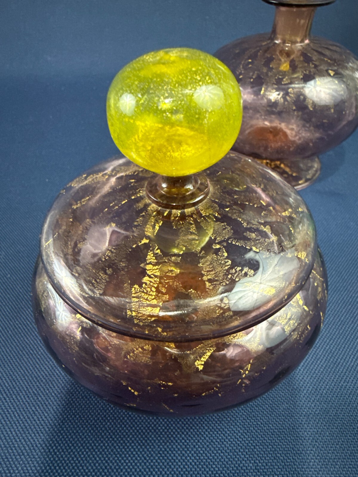 Art Deco MURANO millefiori & gold dust glass perfume bottle, jar c.1920 – 1930s