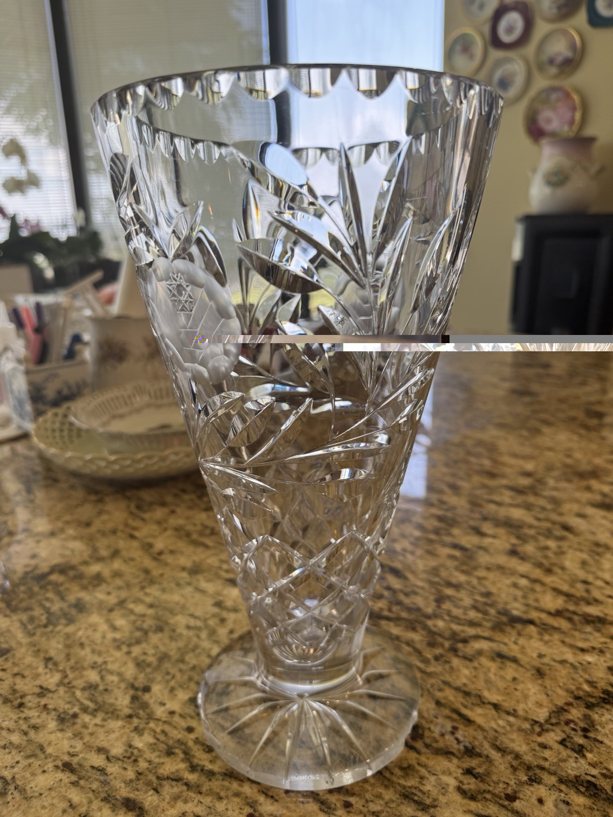 Waterford LISMORE 12” Large Cut Crystal Footed Flared Flower Vase