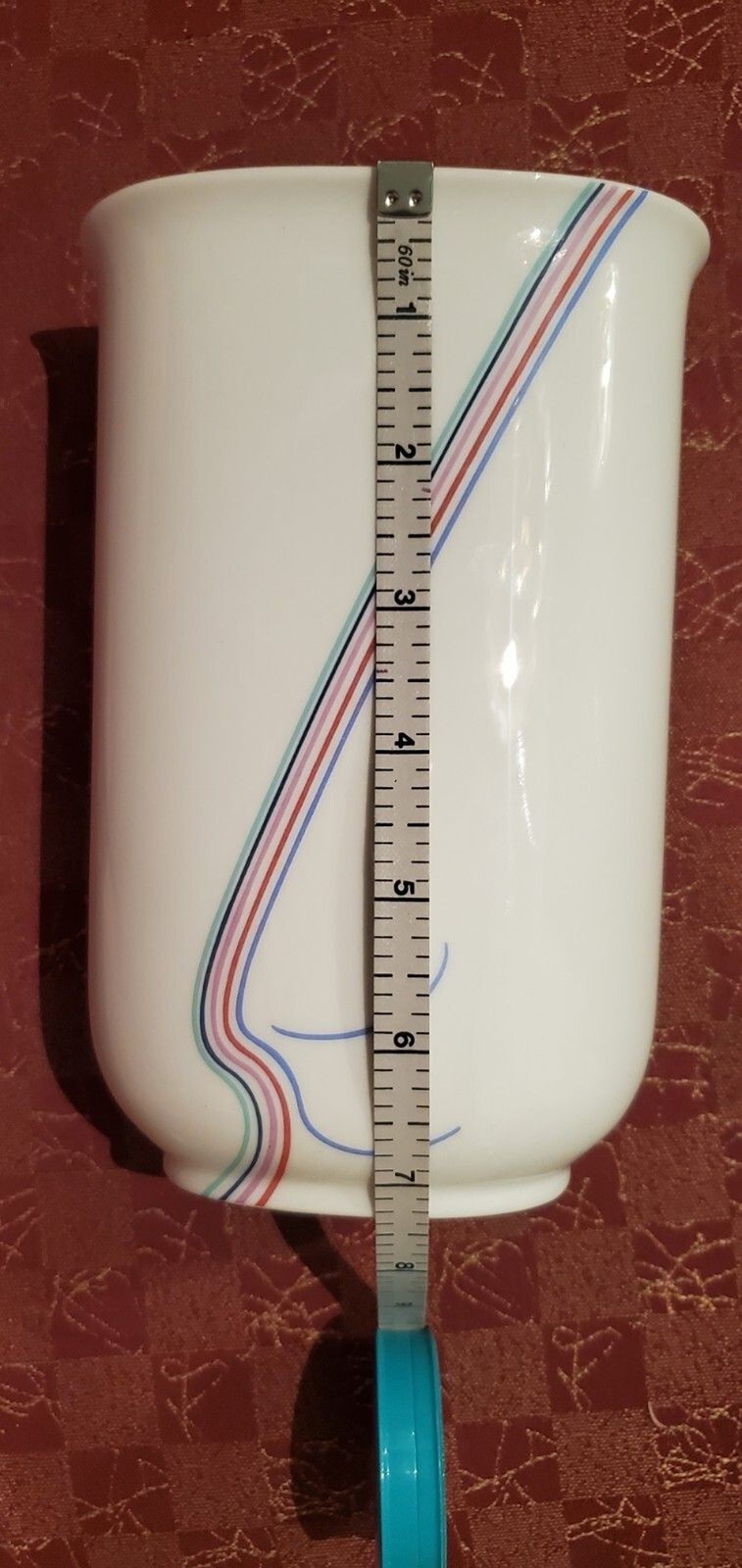 Vtg Rörstrand Vase Rainbow Stripe Oval B Vallien Ceramic Porcelain Vessel SWEDEN