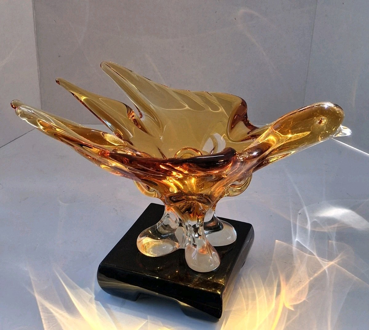 Vintage Glass Art Swan/PHOENIX; Amber/Honey; Possible “Chalet”- Canada?