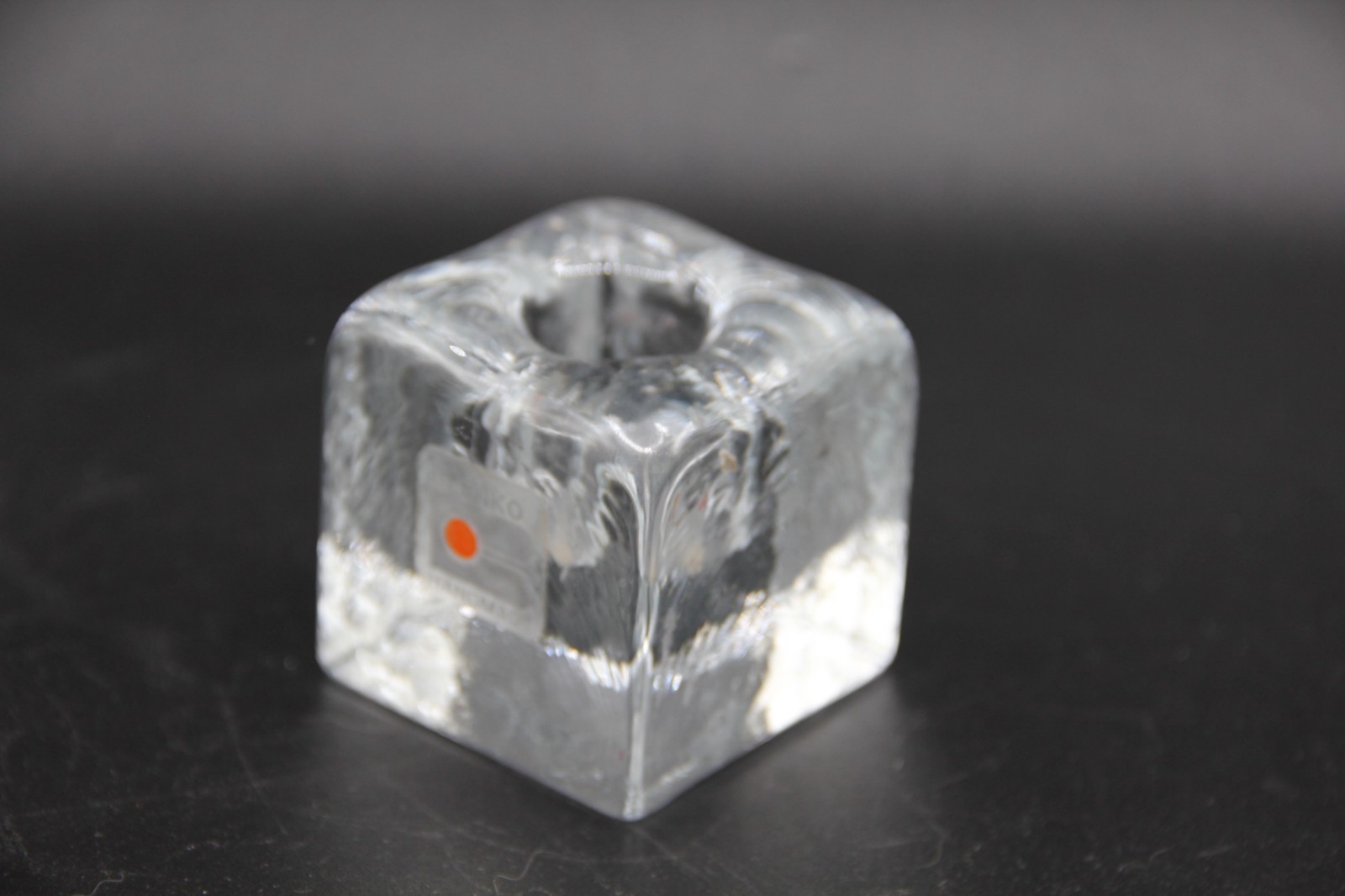 Vintage Blenko Recycled Glass Ice Cube Taper Candle Holder Clear Square
