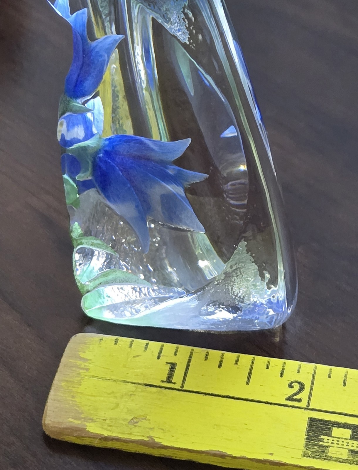 Crystal w/ Blue Flowers By Mats Jonasson Sweden Signed And Numbered Collectible