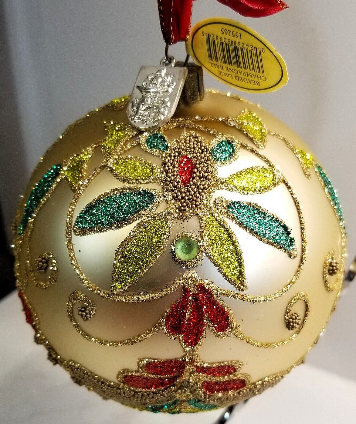 Waterford Holiday Heirlooms Beaded Lace 5″ Champagne Ball Box /tags 155265