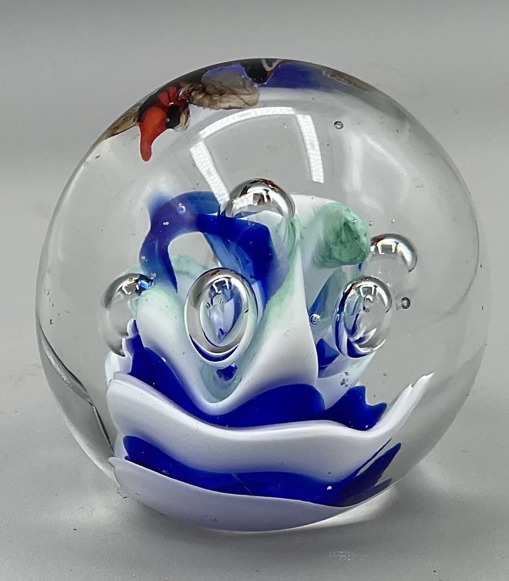 Glass Paperweight Glass 2.25 In Diameter with Flat Bottom