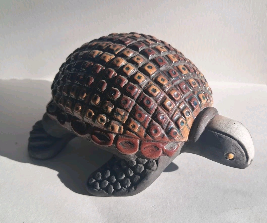 South Africa Art Pottery Raku Tortoise Turtle Animal Handmade Vintage Folk Art