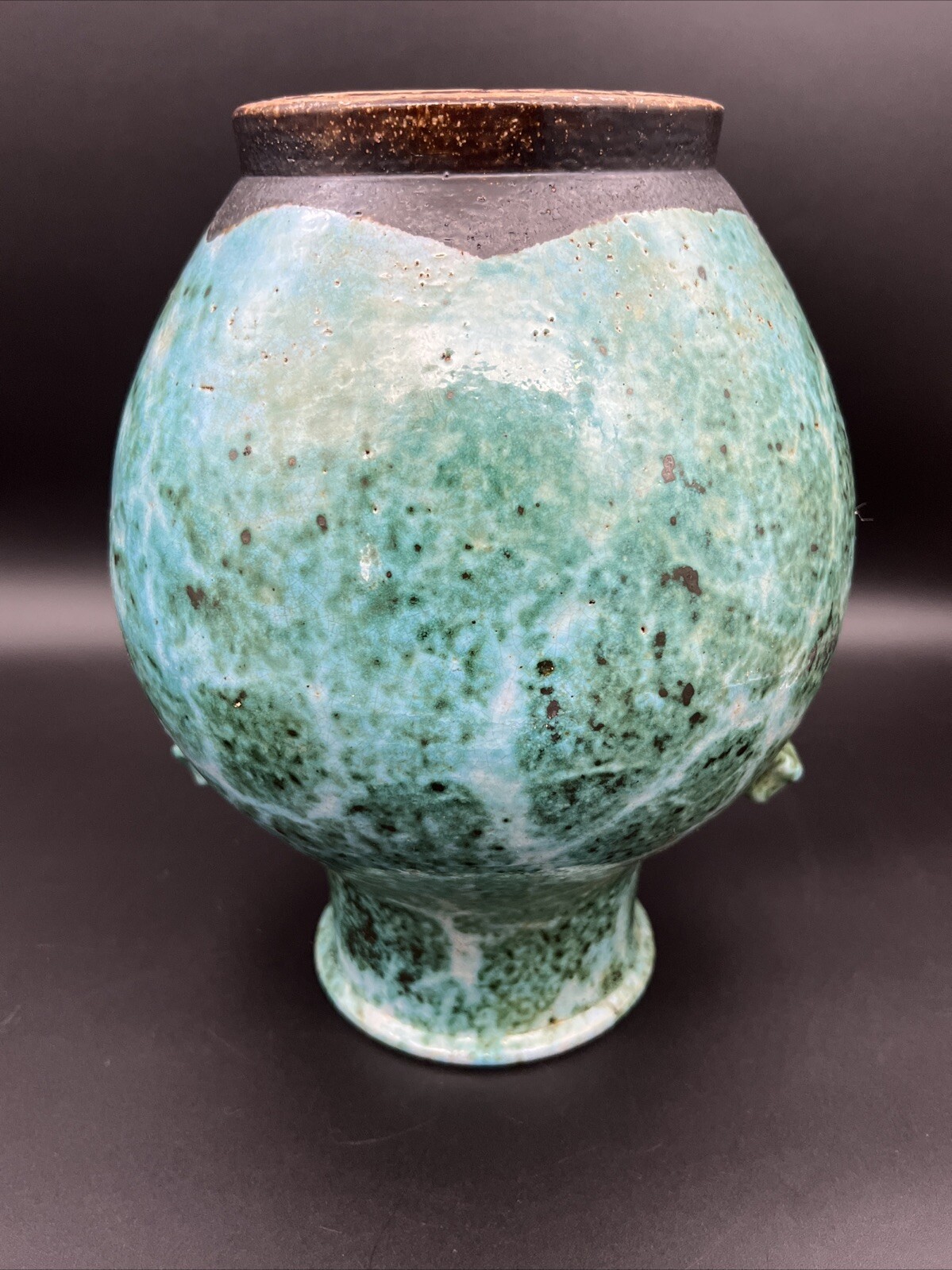 Early Ben Owen III NC Pottery Chinese Blue 10 1/4″ Han Vase -Signed 1989