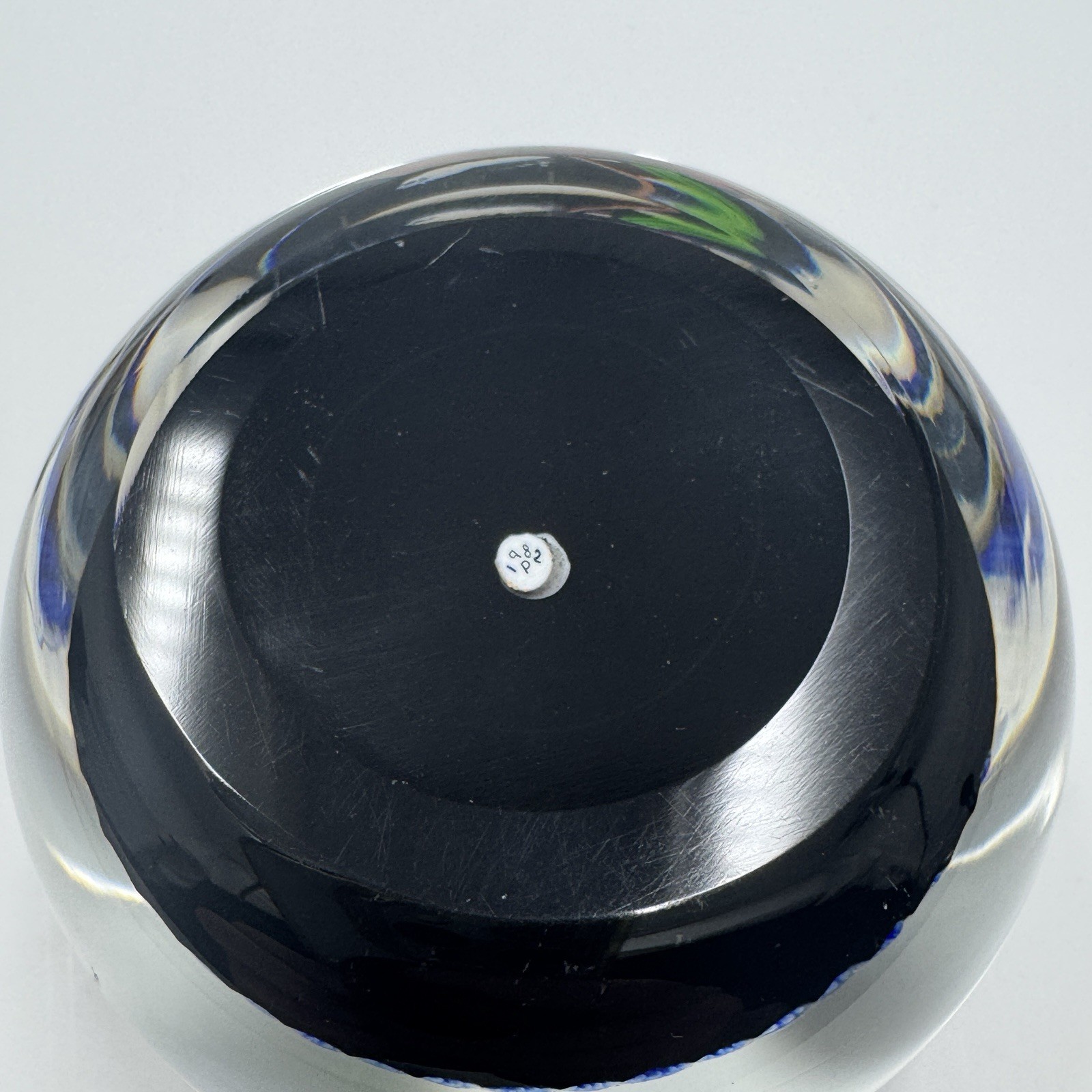 1982 Perthshire Art Glass Paperweight Christmas Shepherd & Lamb Faceted Signed P