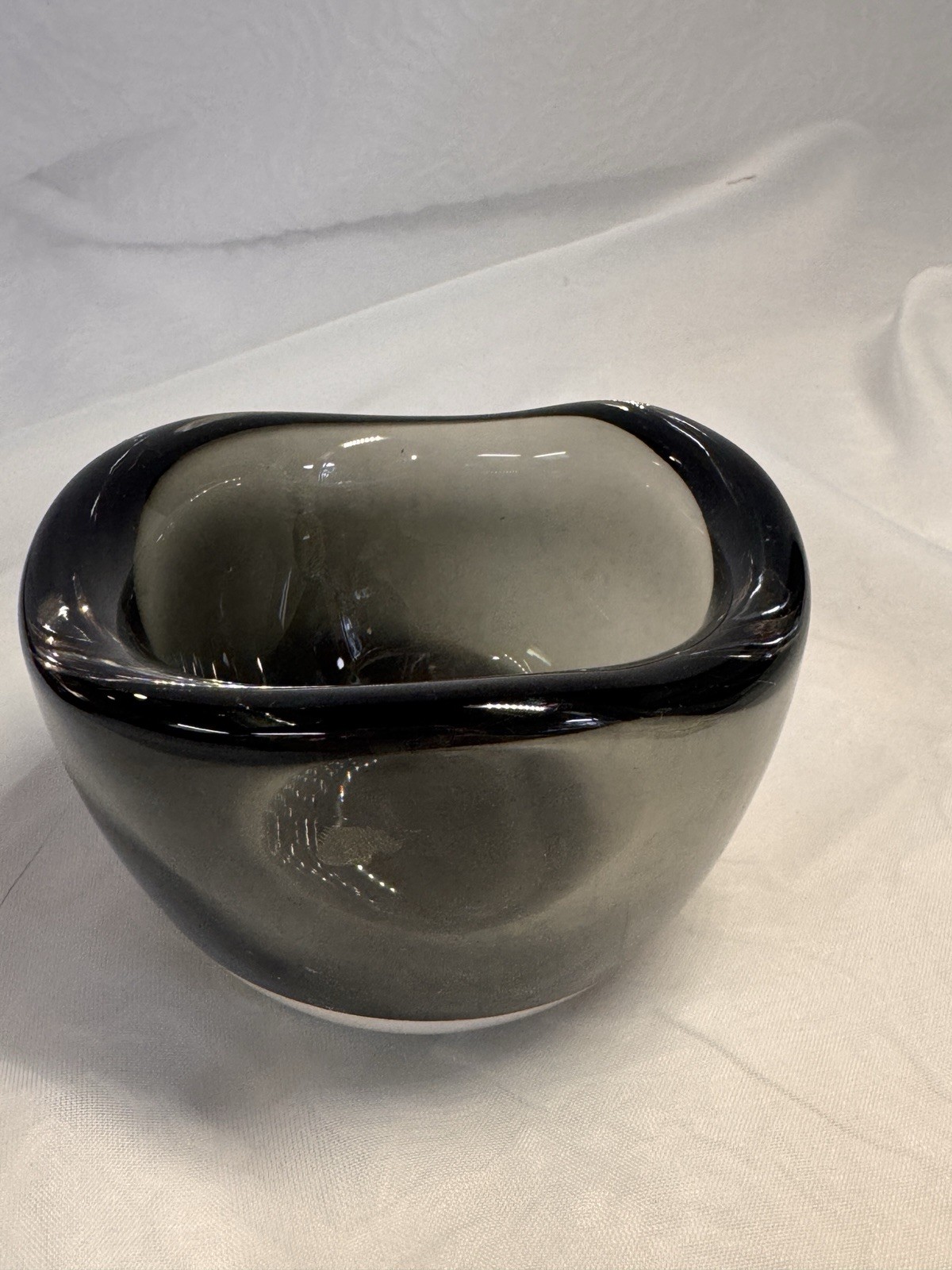Orrefors Sven Palmqvist Signed Gray Clear Cased Art Glass Bowl PU 3092/1