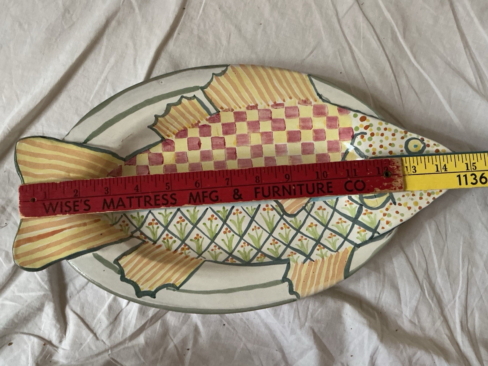 NEW Vintage MackenzieChilds 15” YELLOW Fish Platter