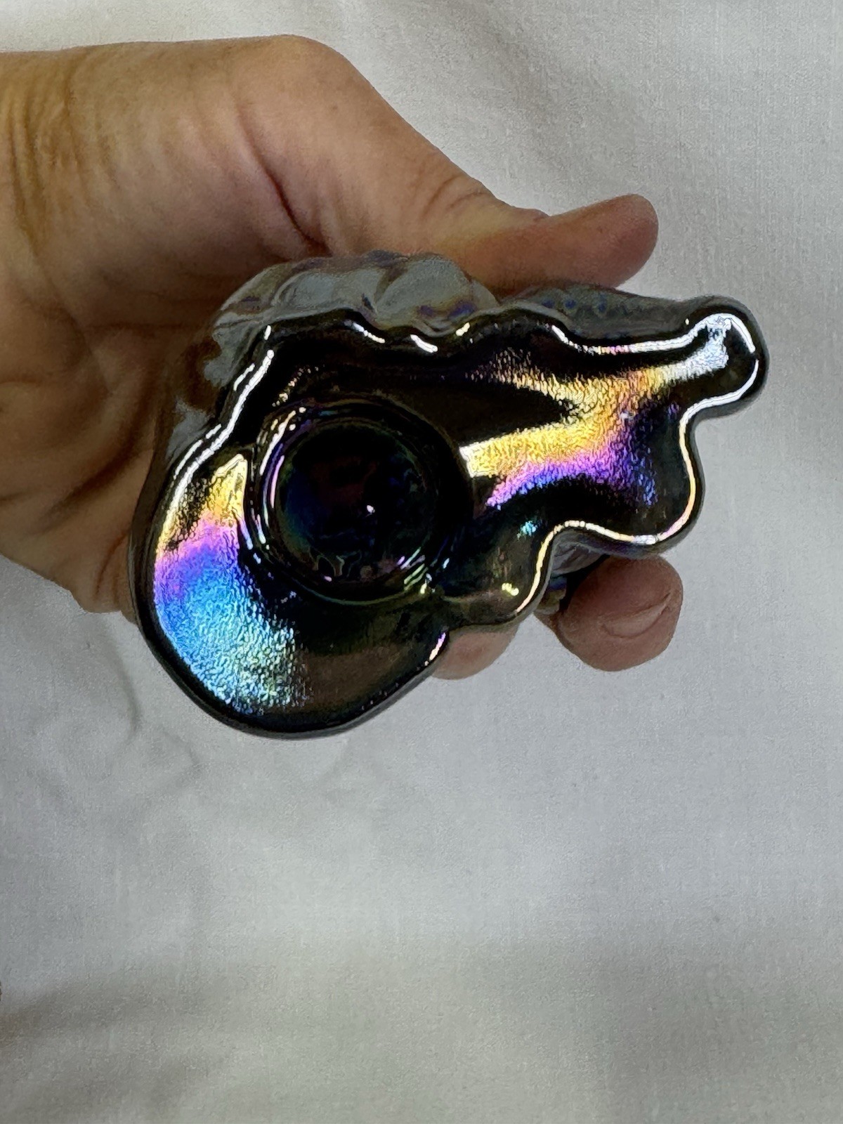 Mosser Glass Smoke Titanium Carnival Persian Cat Kitten Figurine Made In USA!