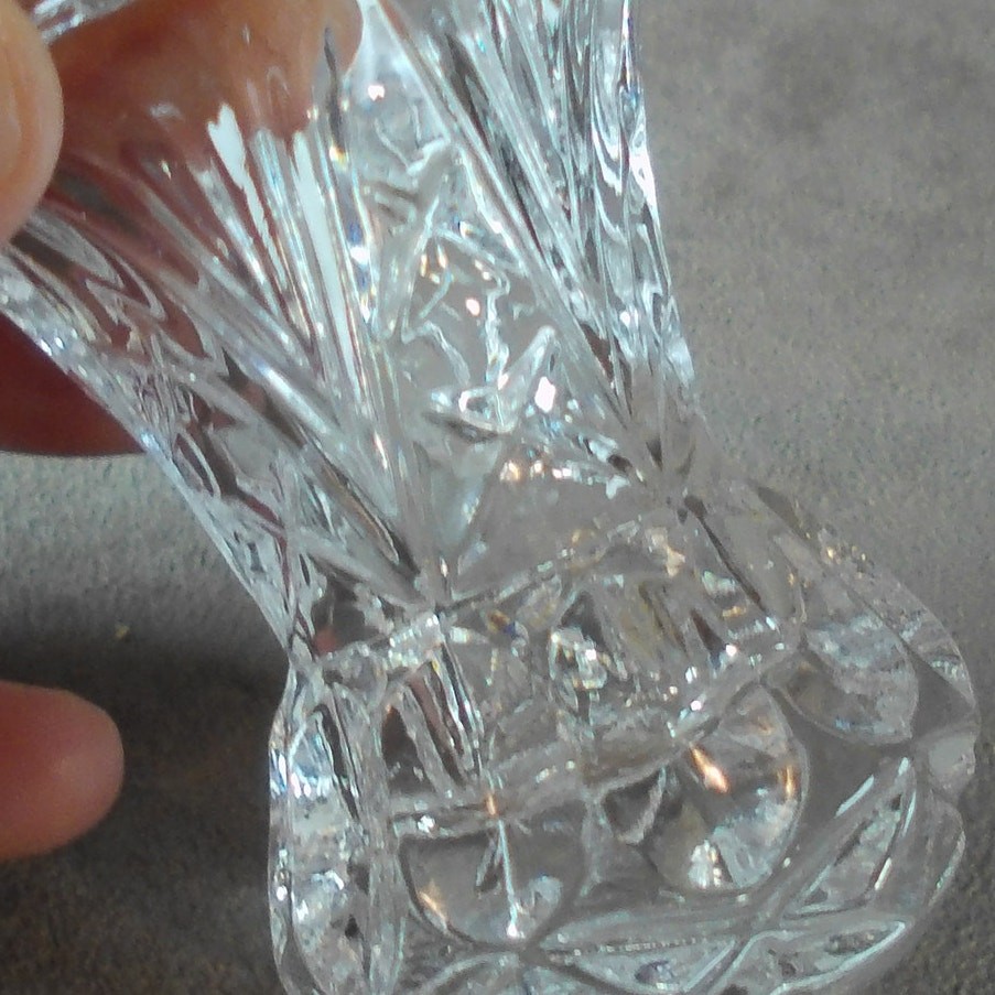 Eternal 24% Lead Crystal Toothpick Holder Sawtooth Rim Taiwan Vintage Glass