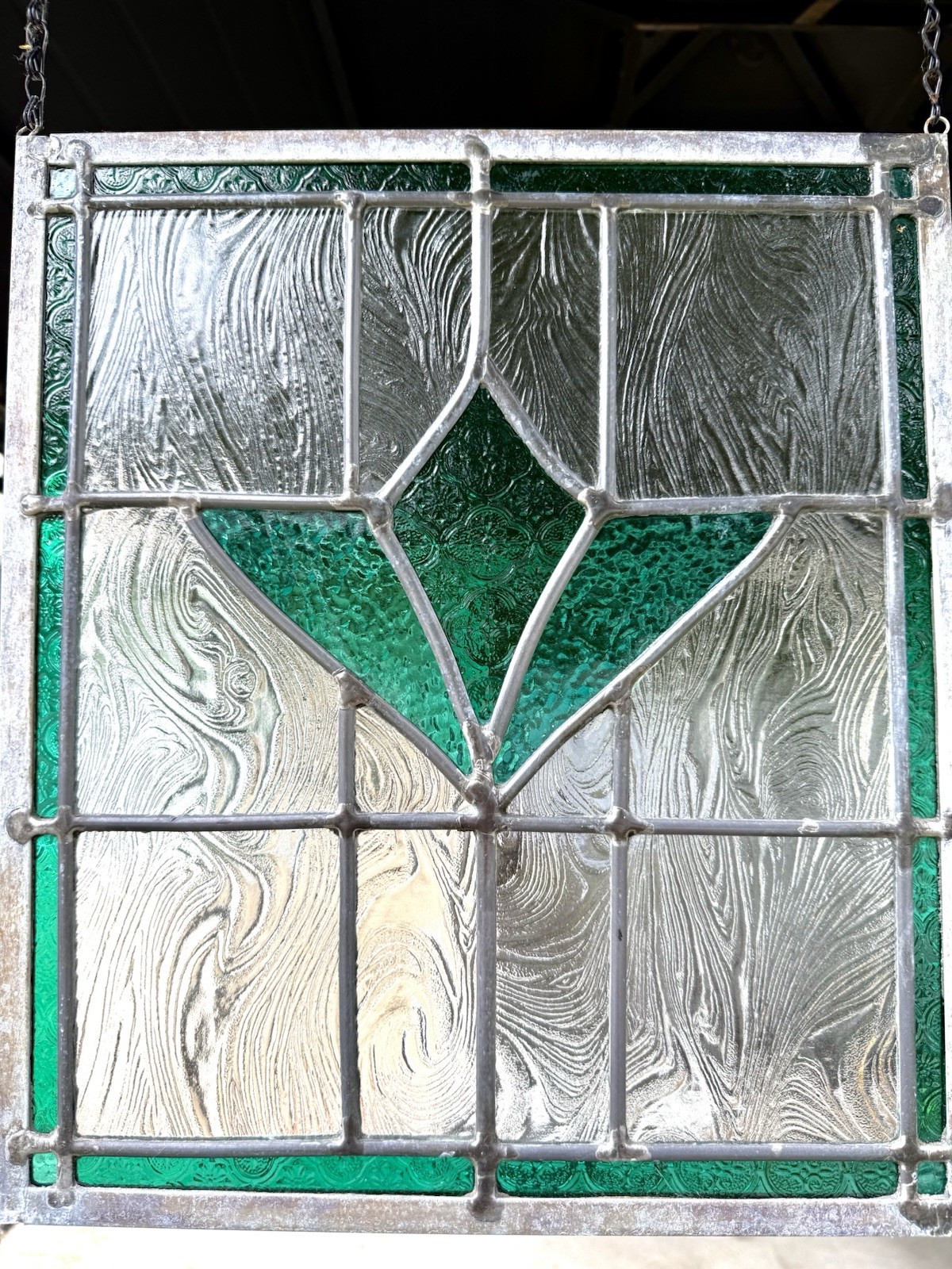 13.5″ x 15.5″ Stunning Handcrafted Stained Glass W/ Emerald Green – Window Panel