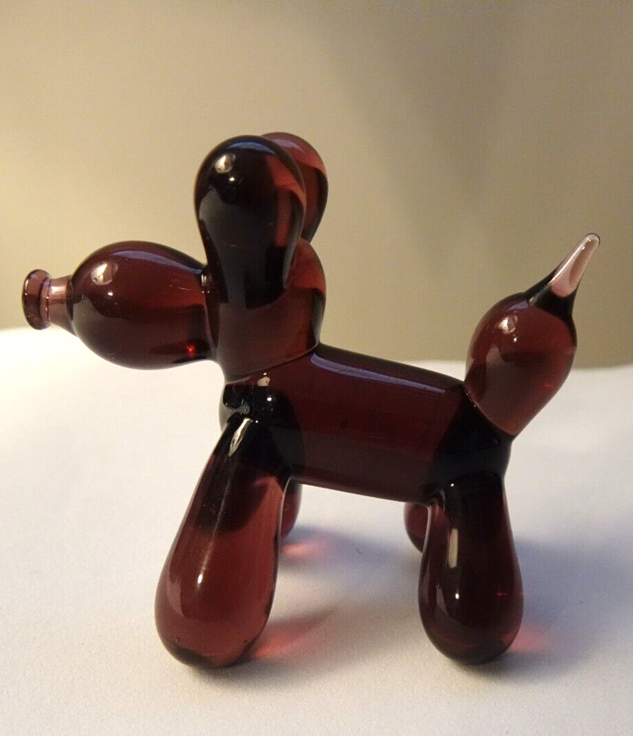 Luke Adams Studio Art Glass “Balloon Dog” Miniature Cabinet Figurine PURPLE