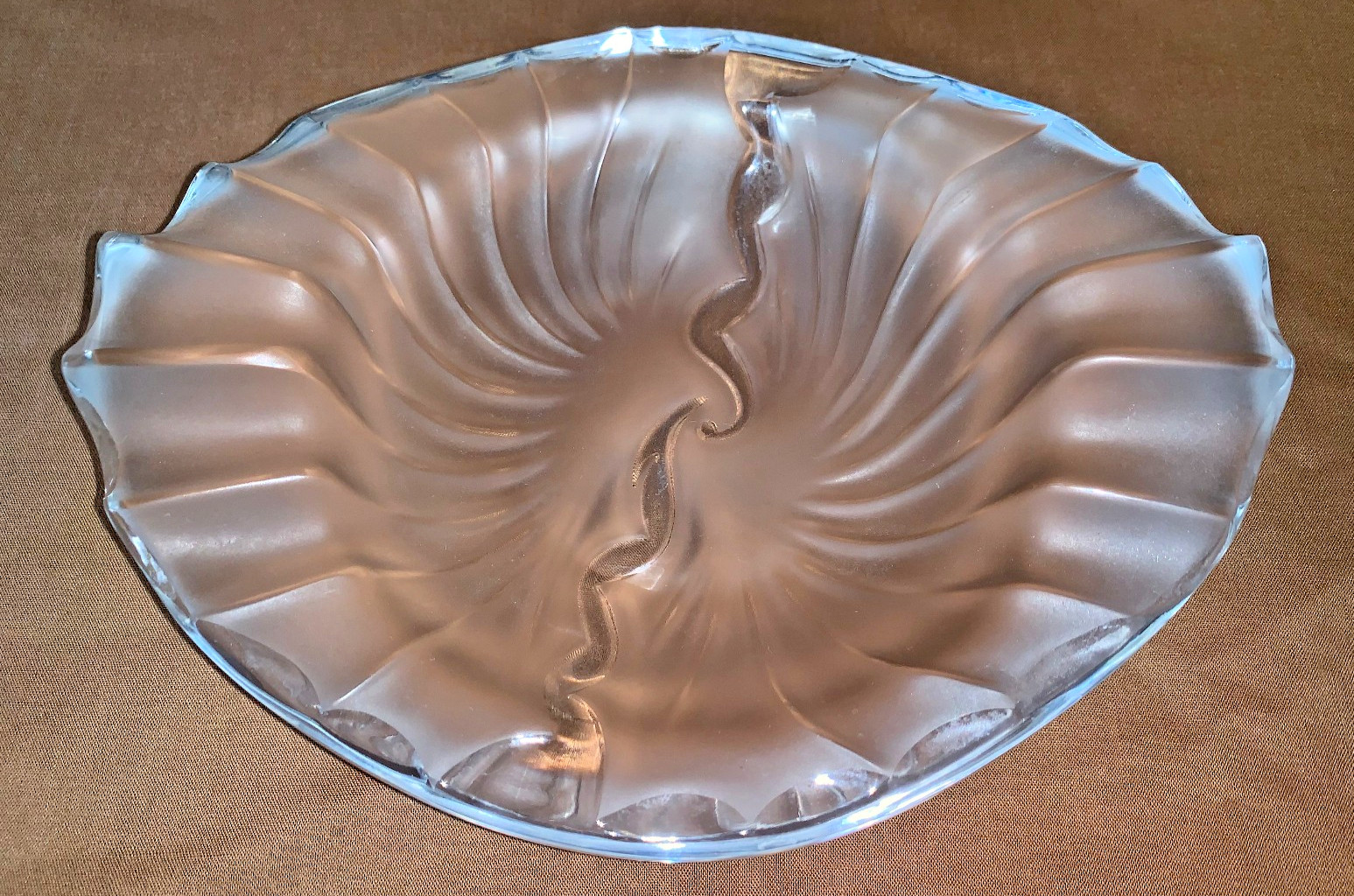Lalique France “Nancy Cendrier” Frosted Satin Glass Ash Tray Ex Condition