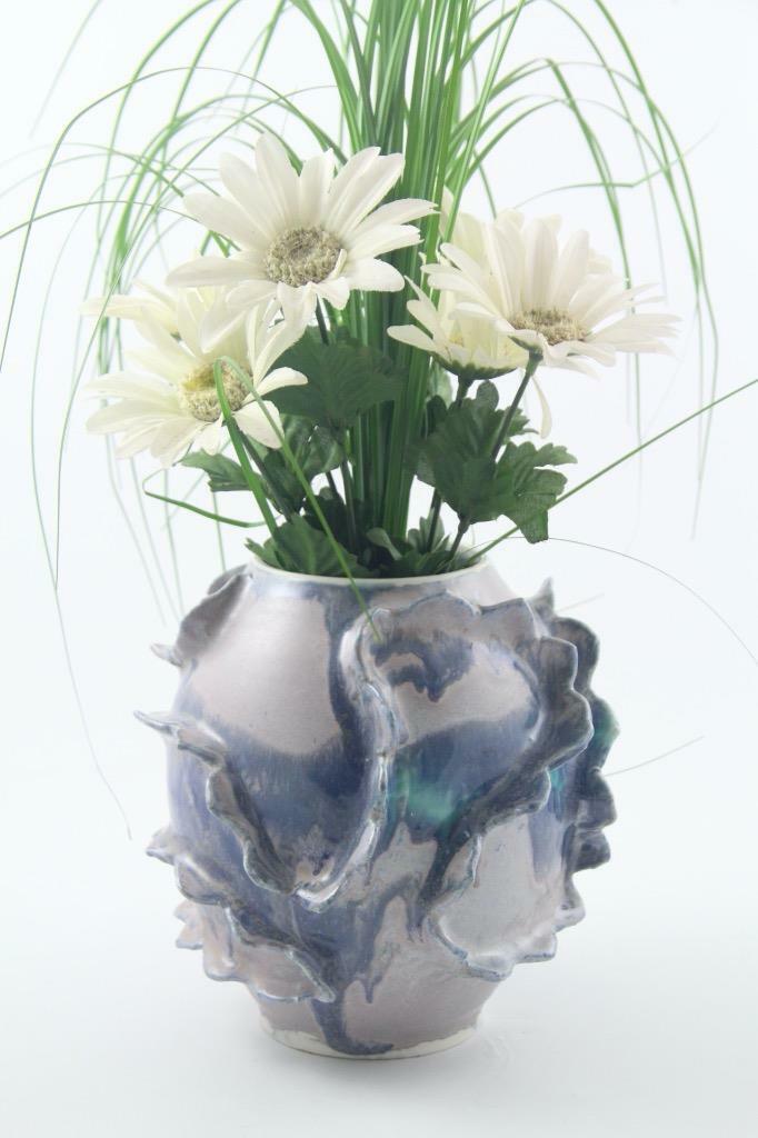 Signed Genevieve Groesbeck Studio Pottery Drip Glaze Vase-New Hampshire Artist