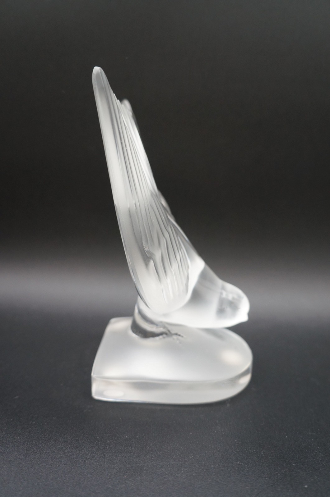 Lalique Crystal Deaux Hirondelles Two Swallows Paperweight Bookends Signed