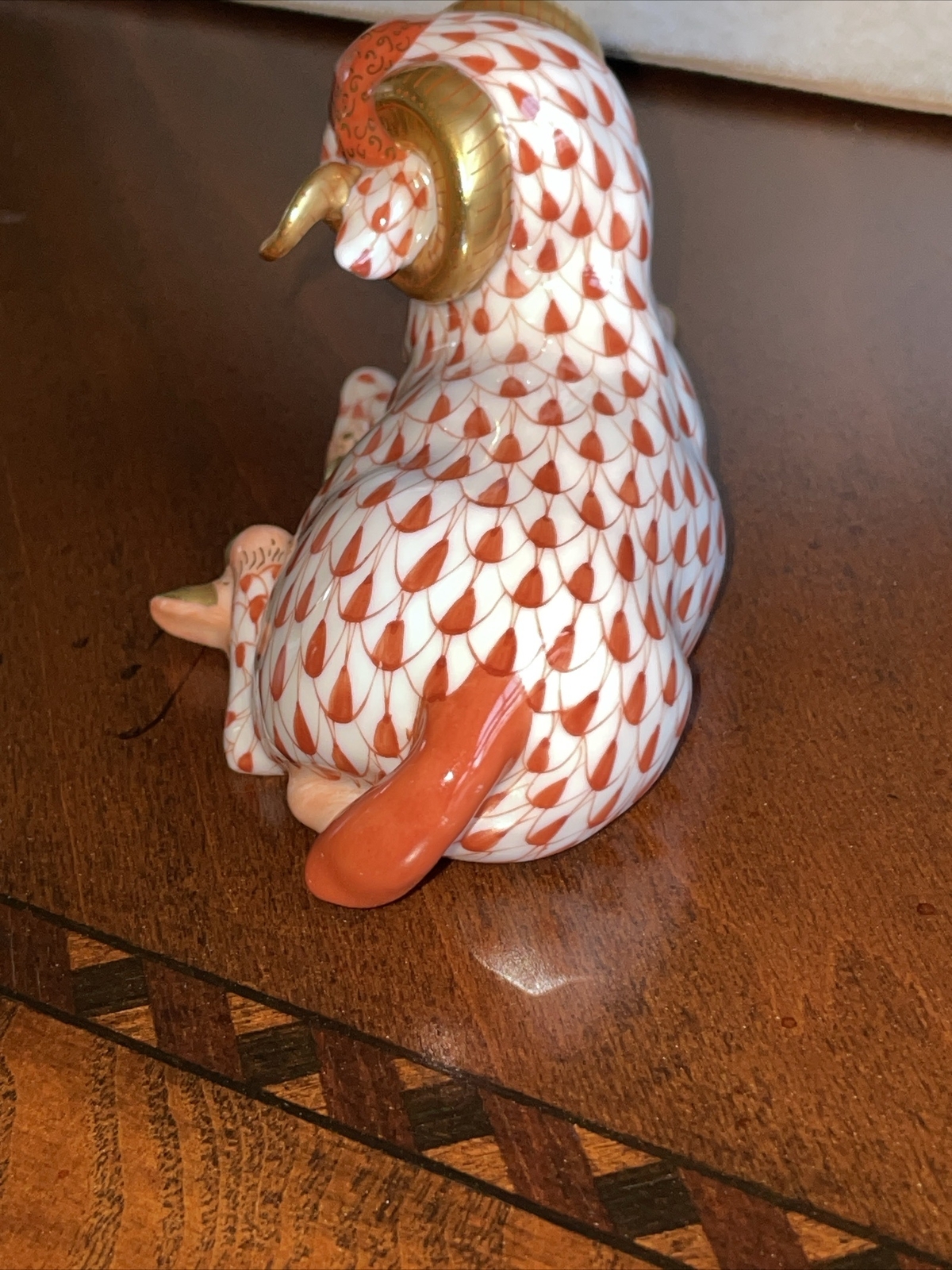 Herend reclining fishnet ram – Rust and gold – #5373/VH- MINT