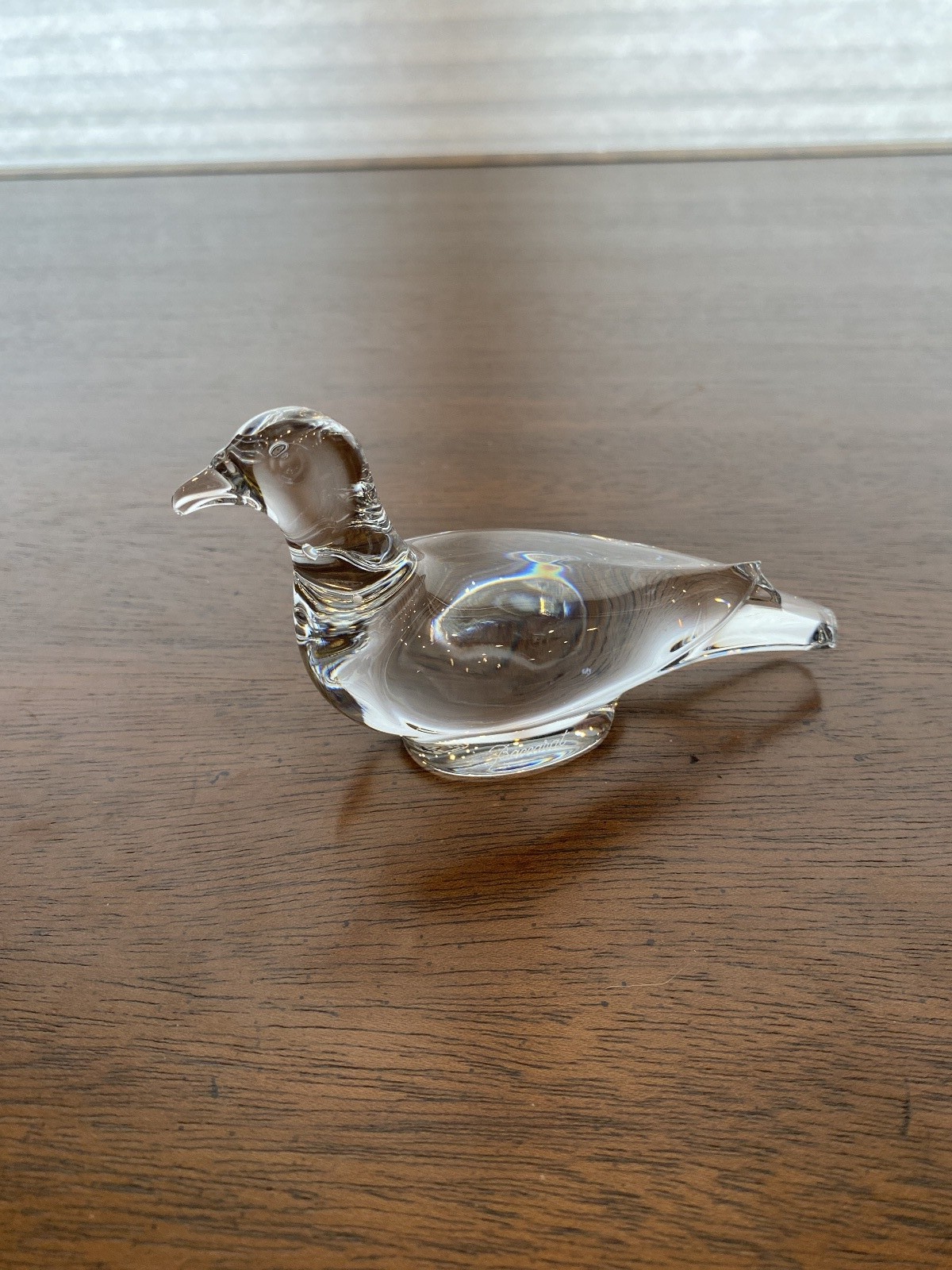 ADORABLE VTG BACCARAT Crystal Turtle Dove Paperweight SIGNED, FRANCE 4.75″L
