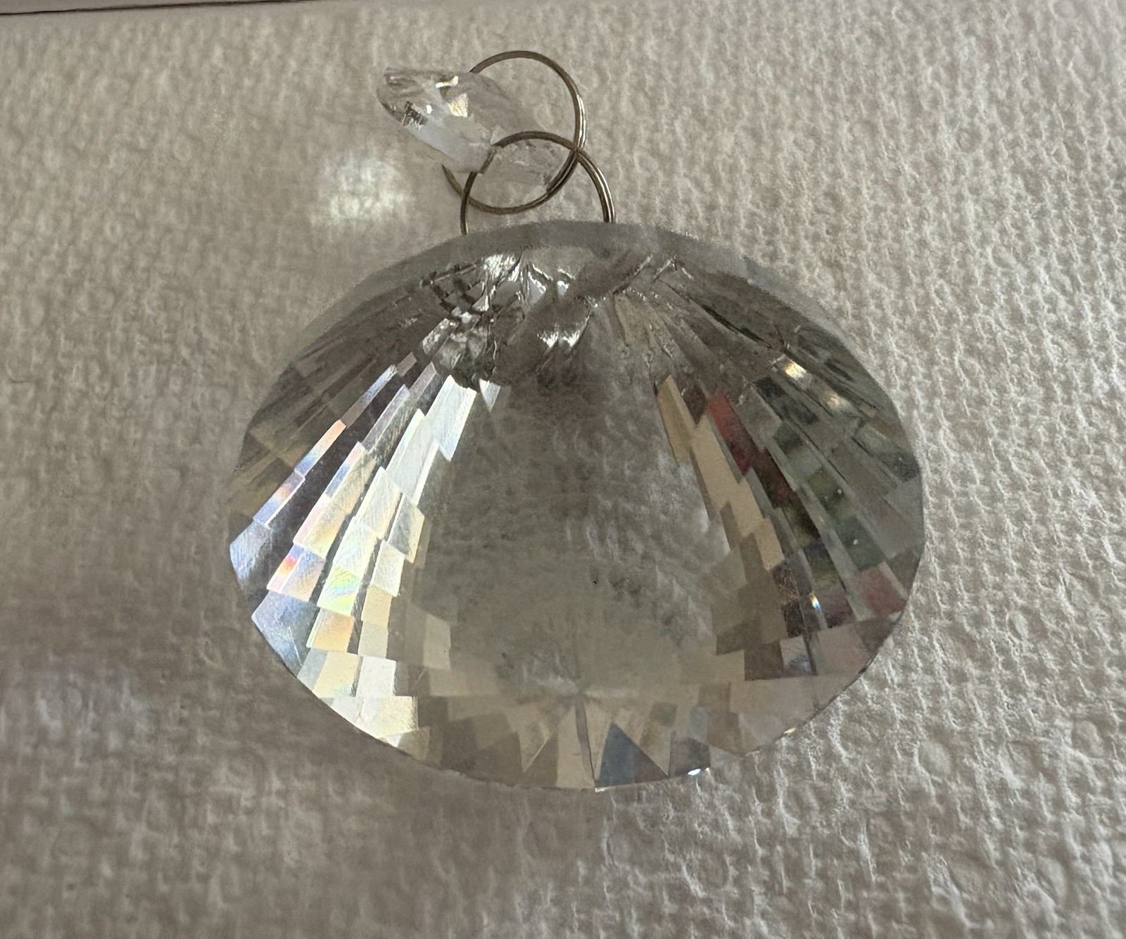75mm Clear Crystal Diamond Prism +Disc 2 Tier Chandelier Pendant Decor Xmas Tree