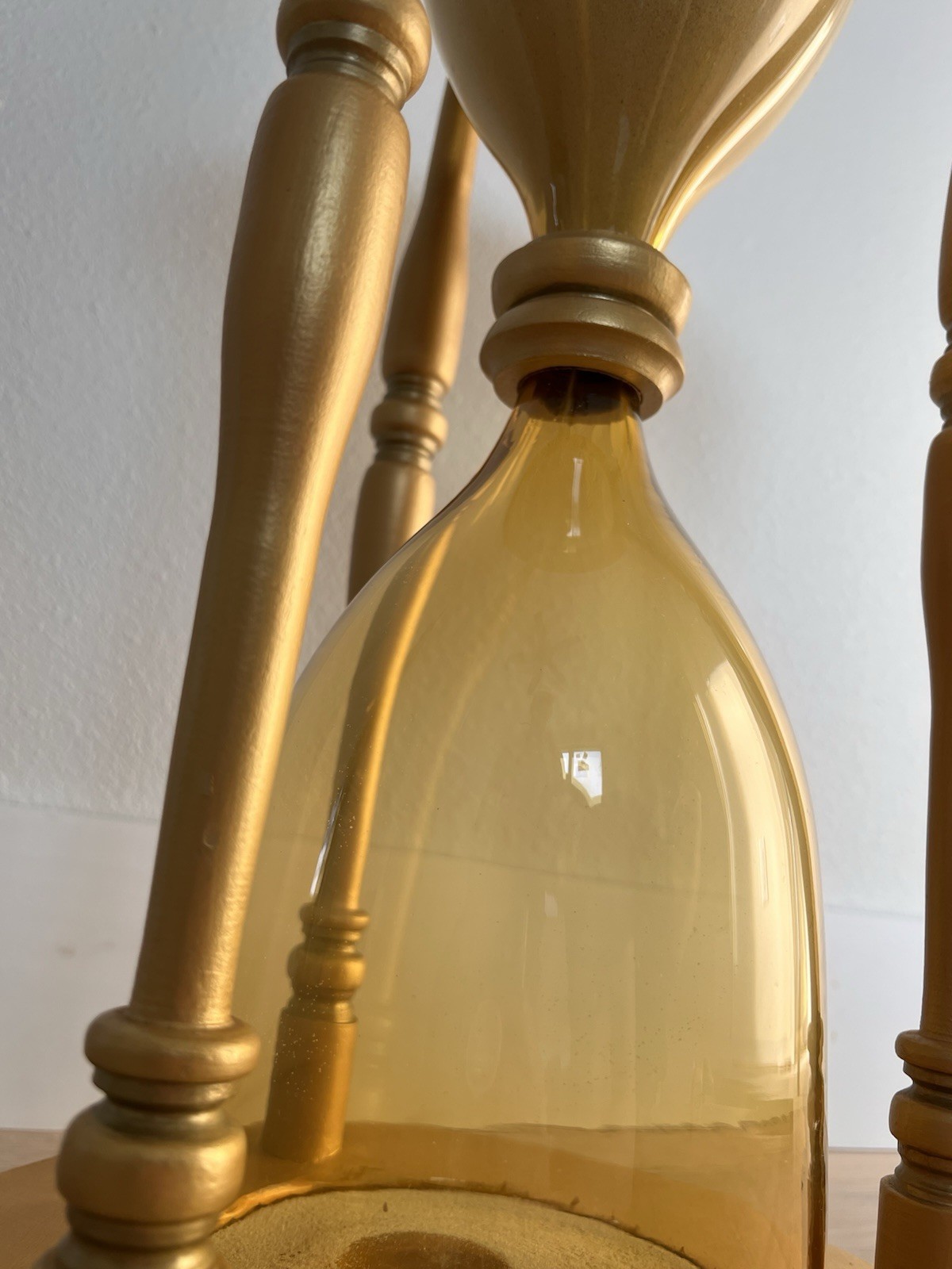 RARE Vintage Blenko Amber Glass Hourglass Wood Frame 23.75” MCM
