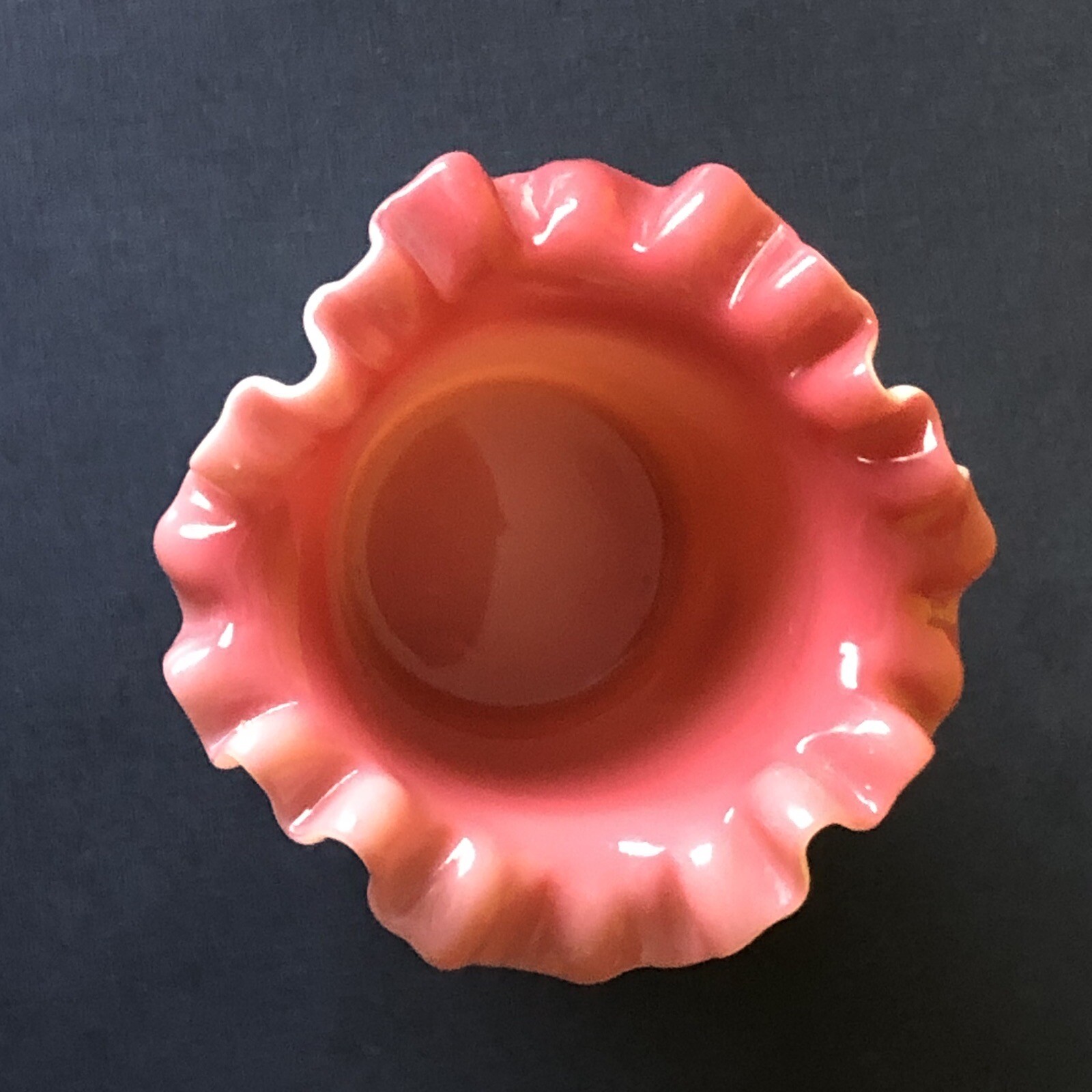 Antique Victorian Hand Made Blown Pink and White Art Glass Ruffle Edge Toothpick