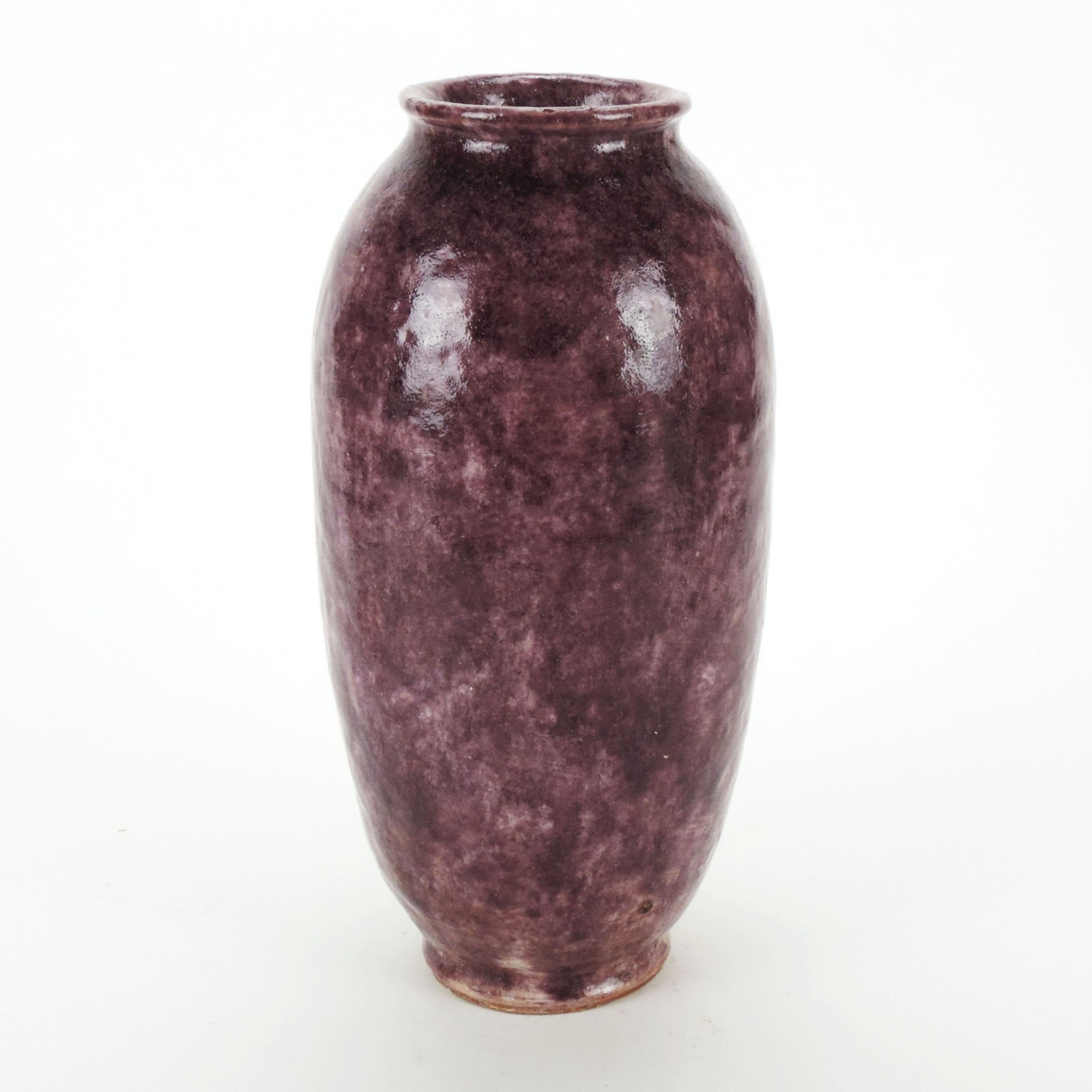 Leon Volkmar Studio Pottery Kilns 1939 purple vase 11.5″ MCM Arts & Crafts NY