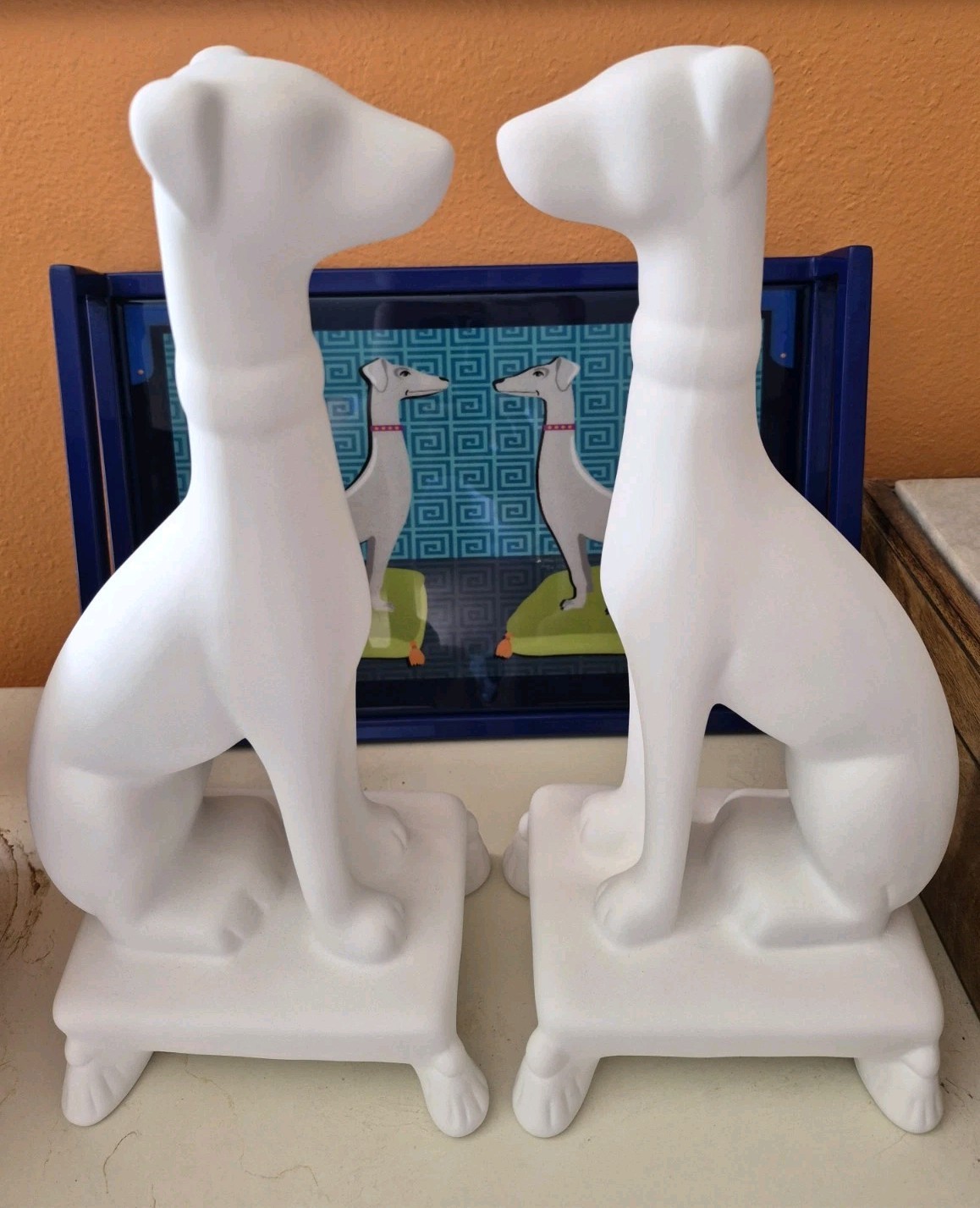 Jonathan Adler Pair of Greyhound Dogs Ceramic Figurines- 14″H