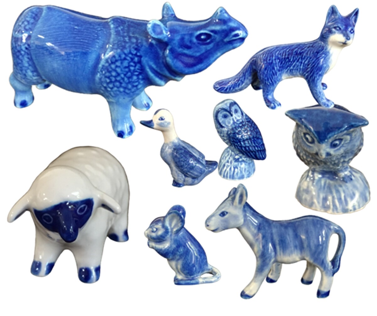 delft blue ceramic porcelain animal miniature donkey fox sheep mouse figurine
