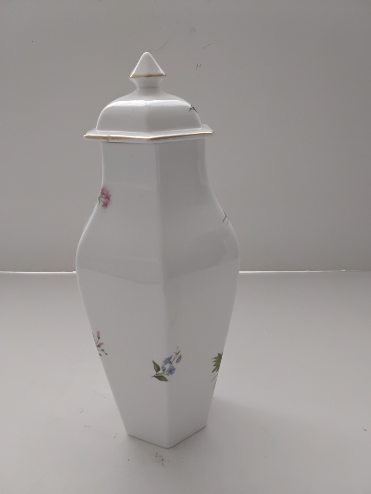 Vintage Crown Staffordshire Wild Flowers Floral Pattern Jar & Lid Hand Painted