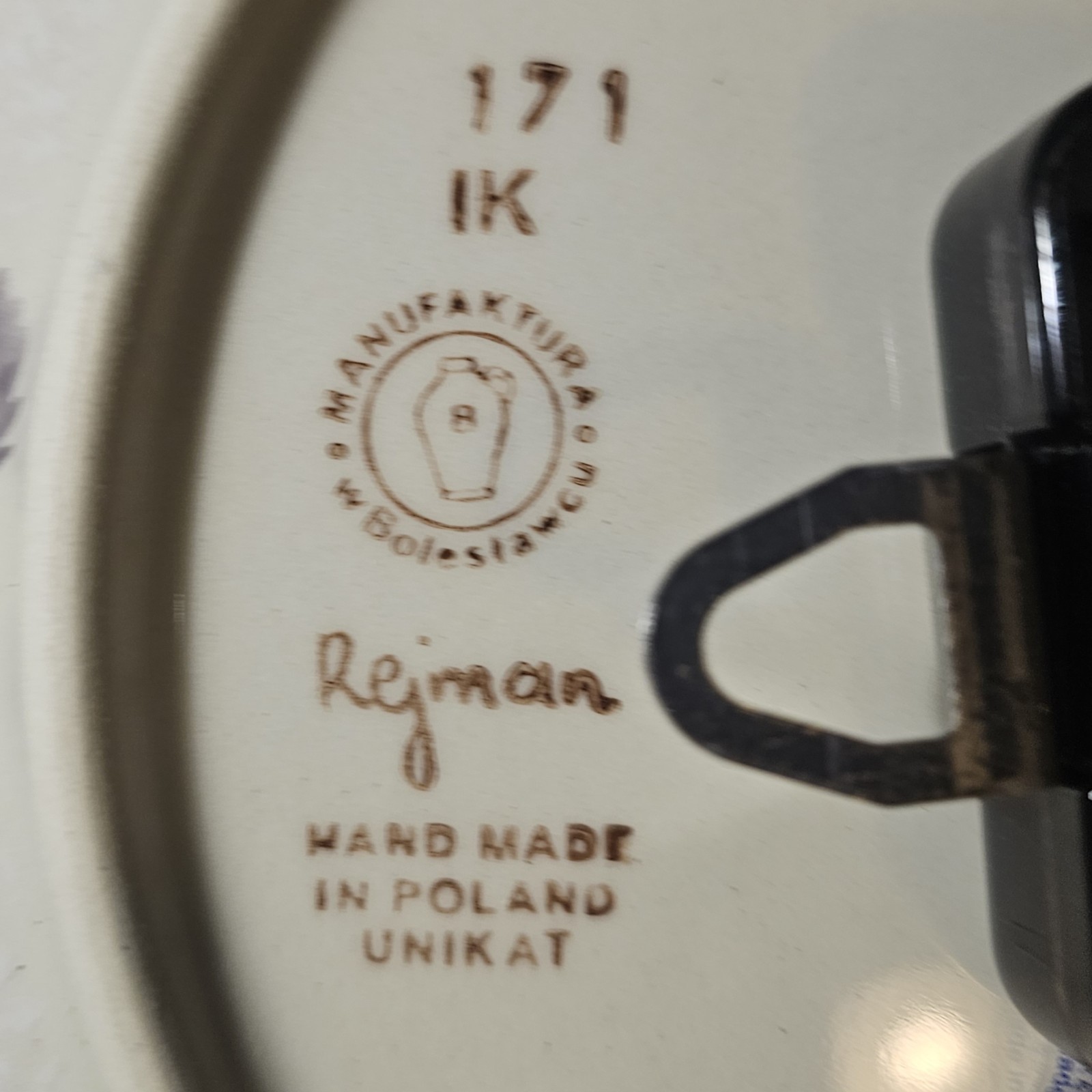 Polish Pottery 10″ Floral Plate Wall Clock UNIKAT 171 Signature Rejman EUC