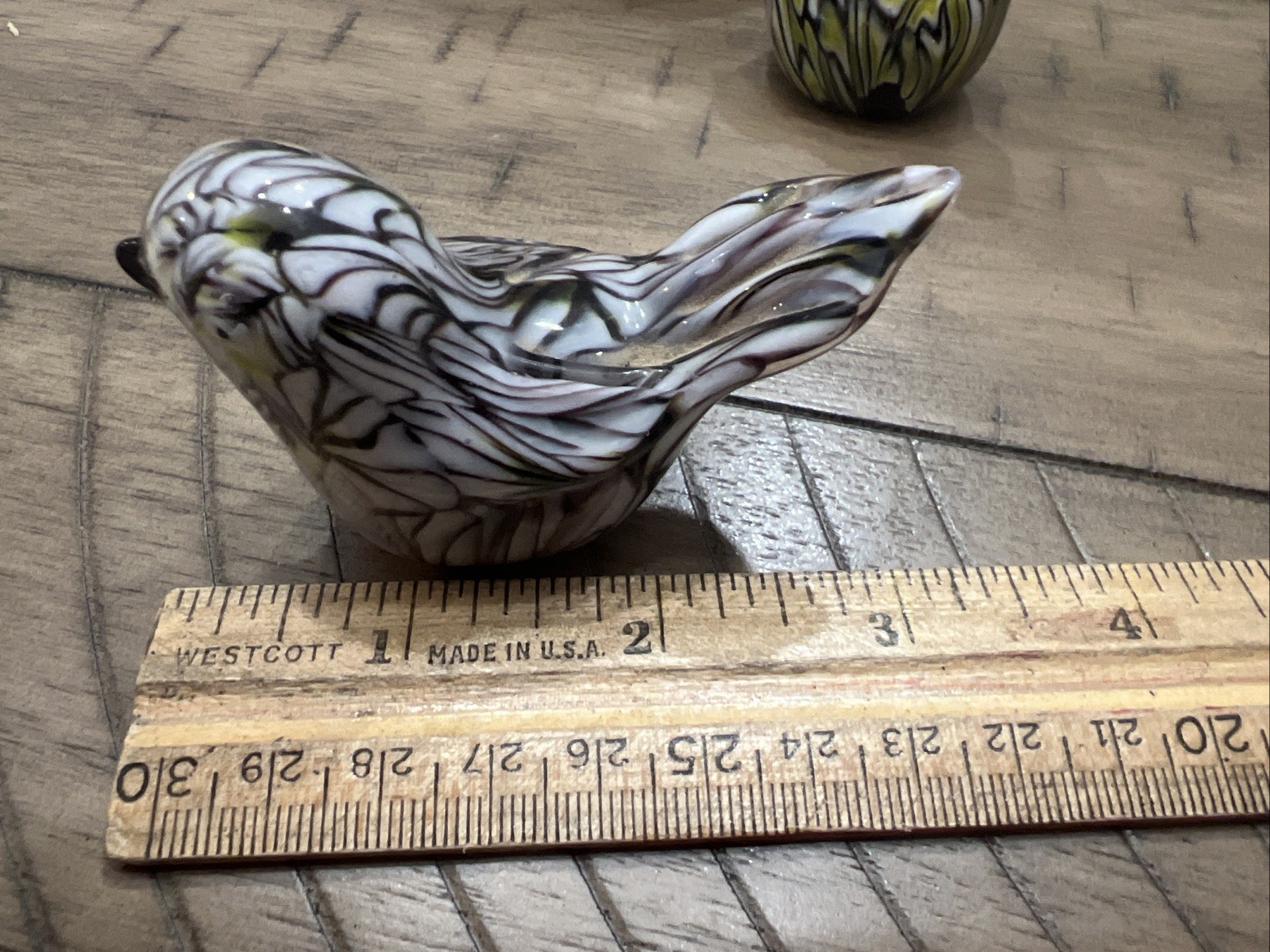Murano Style Art Glass Bird Paperweights Set of 3 Yellow, Lime, White, Brown