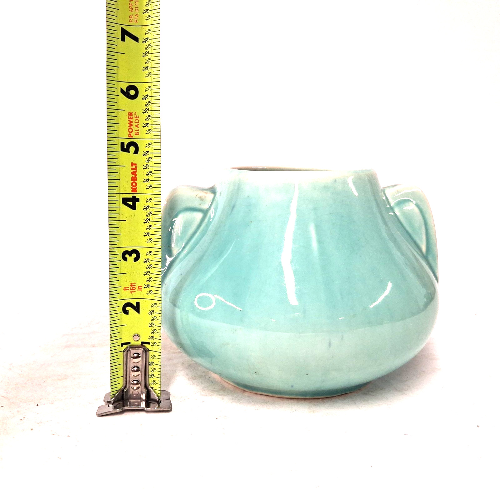 Hull Pottery Double Handle Vase Aqua Celadon Glaze Art Pottery Vintage USA