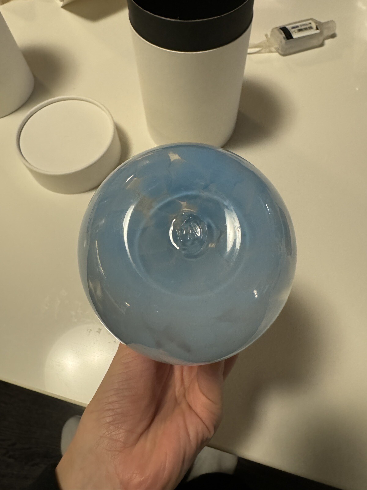 New Paul Arnold Sky Blue Spotted Glass Vase
