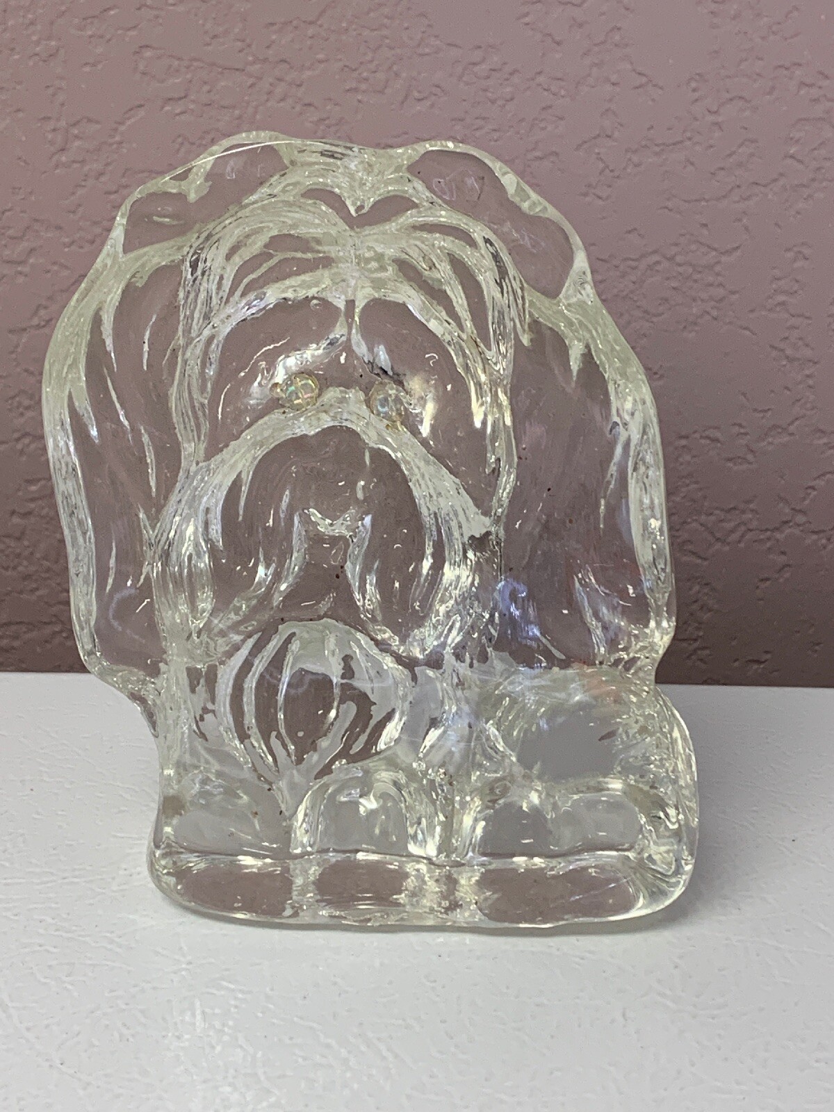 Vintage Glass Puppy Dog Paper Weight Desk Decor Handmade